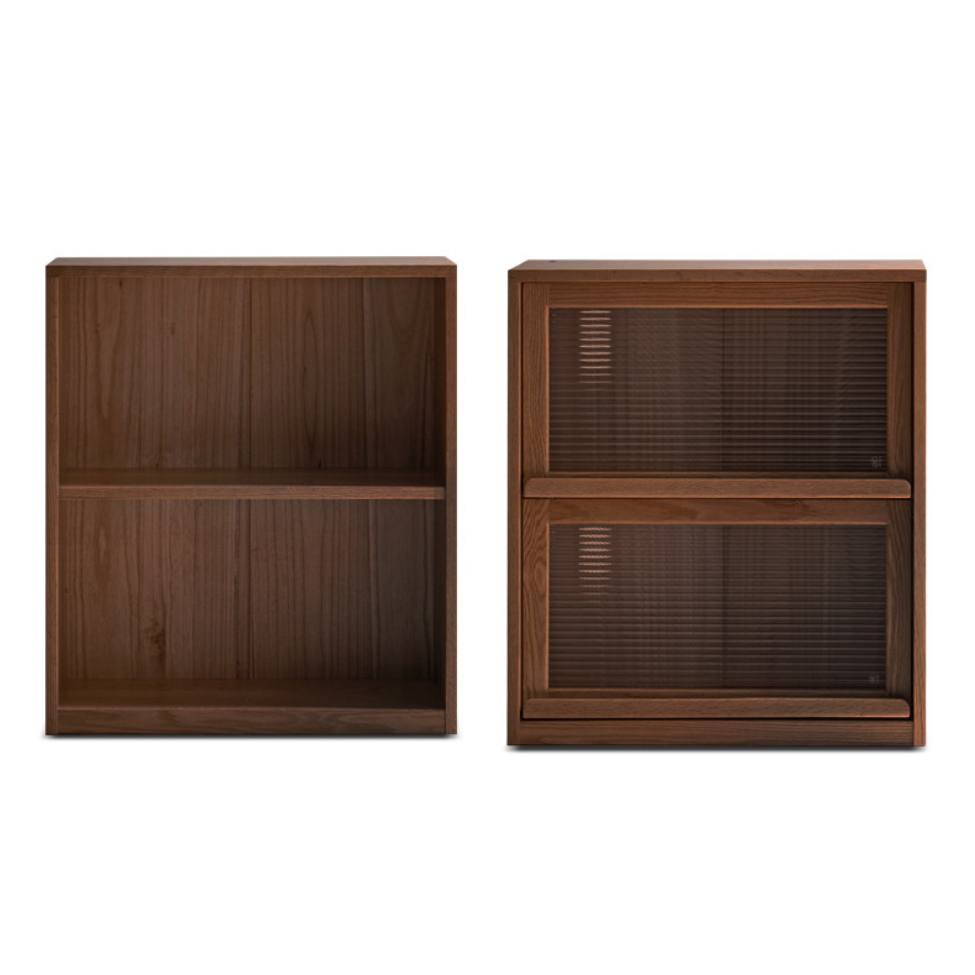 Solid Black Walnut Wood Bookshelf - Low Profile Wall Mounted or Floor Standing Cabinet for Living Room, Bedroom & Home Office Storage