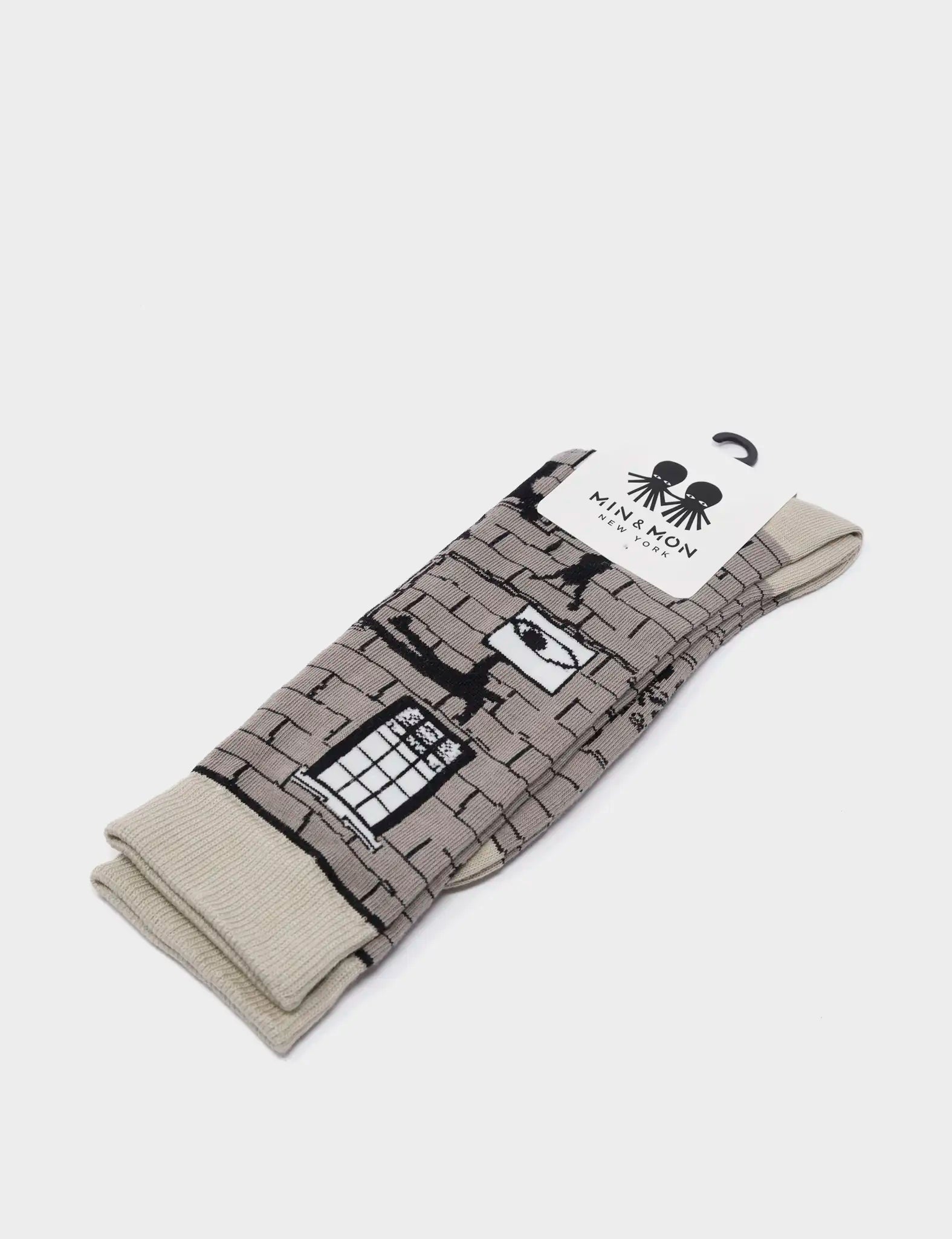 Gray Socks with Subway Motive - Comfortable Cotton Crew Socks for Men & Women - Perfect for Daily Wear, Work, and Commuting