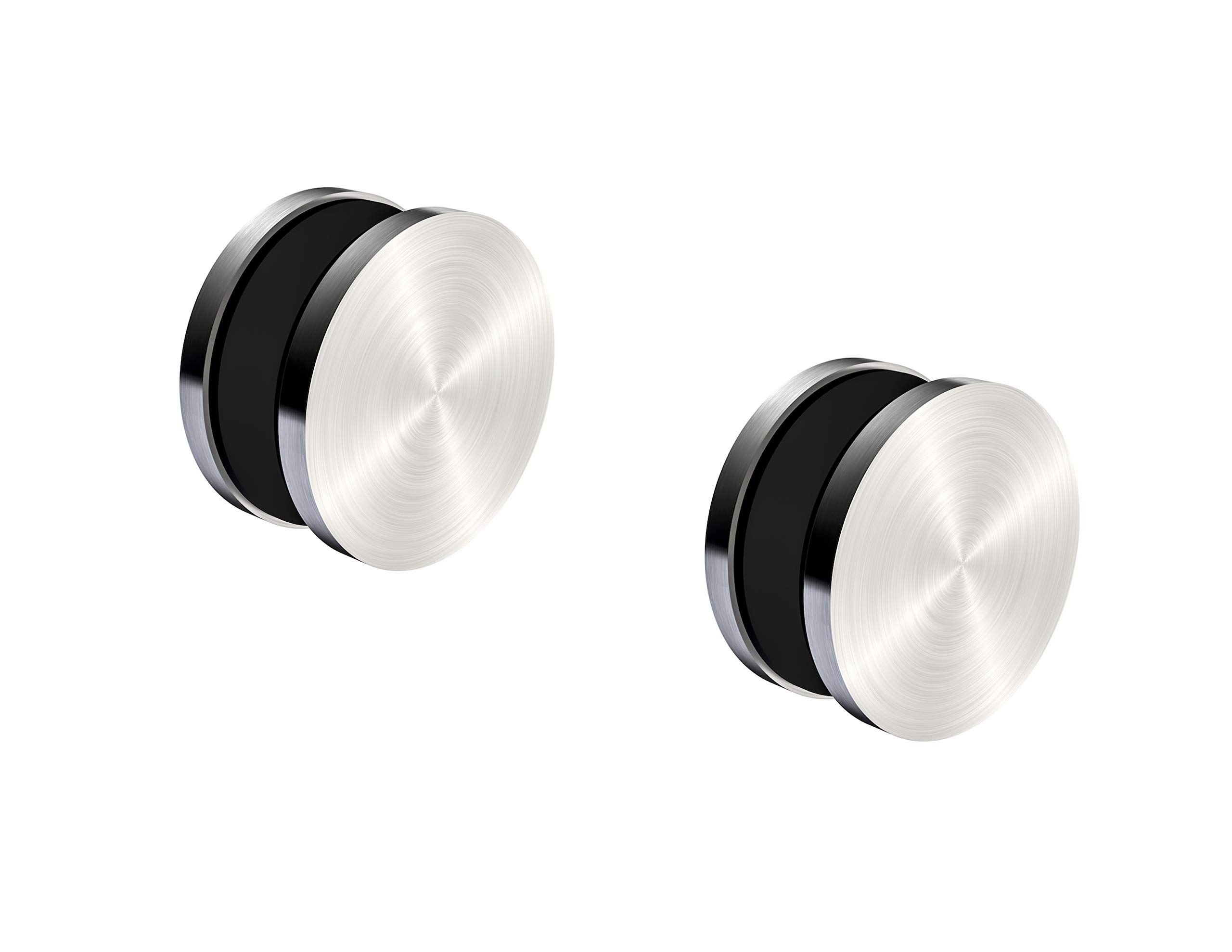 Stainless Steel Round Button Glass Panel Stabilizer Clamp for Glass Railings - Pack of 2 - Satin Finish by Inline Design - Perfect for Balcony, Staircase & Deck Safety Railings