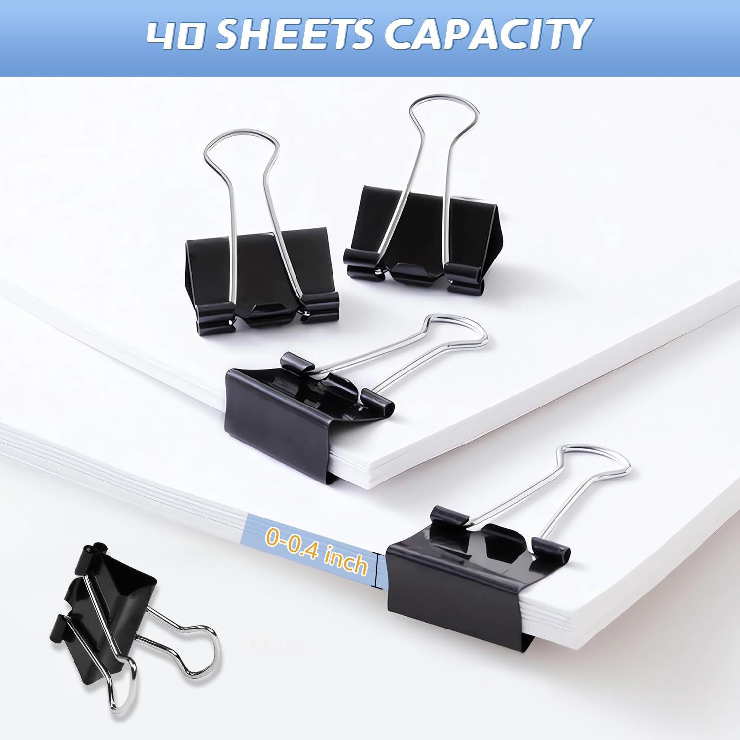 124-Pack Small Black Binder Clips 0.75 Inch - Mini Paper Clips for Office Documents, School Projects, Crafting & Organizing Papers