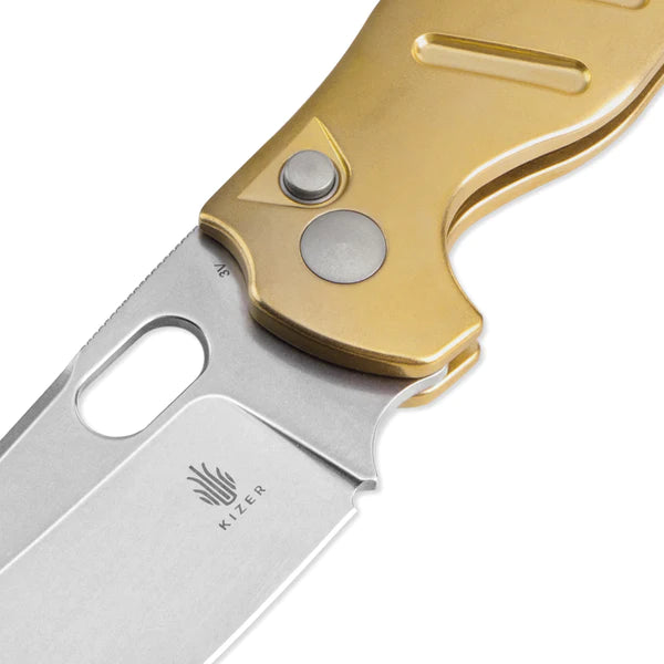 Premium C01C Button Lock Brass Knife - High-Quality EDC Pocket Knife for Outdoor, Camping, and Everyday Carry (EDC) Use