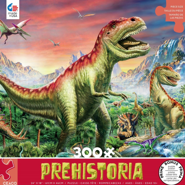 Ceaco Prehistoria Assorted Oversize 300-Piece Jigsaw Puzzle - Perfect for Family Game Night & Educational Fun