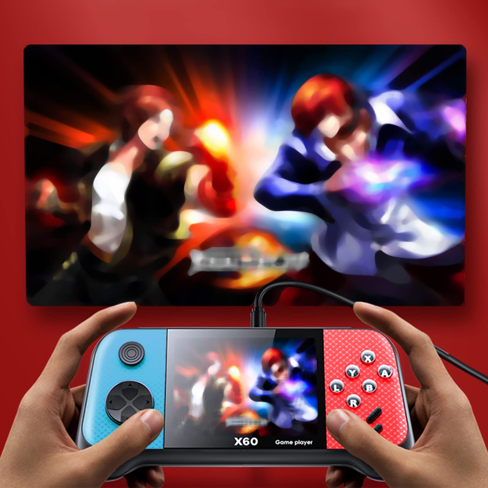 Retro Handheld Game Console for Adults - 3.5 Inch Large Screen with 6800 Classic Games, Rechargeable 1020mAh Battery, TV Connectivity (Blue) - Perfect for Travel, Commuting & Nostalgic Gaming at Home