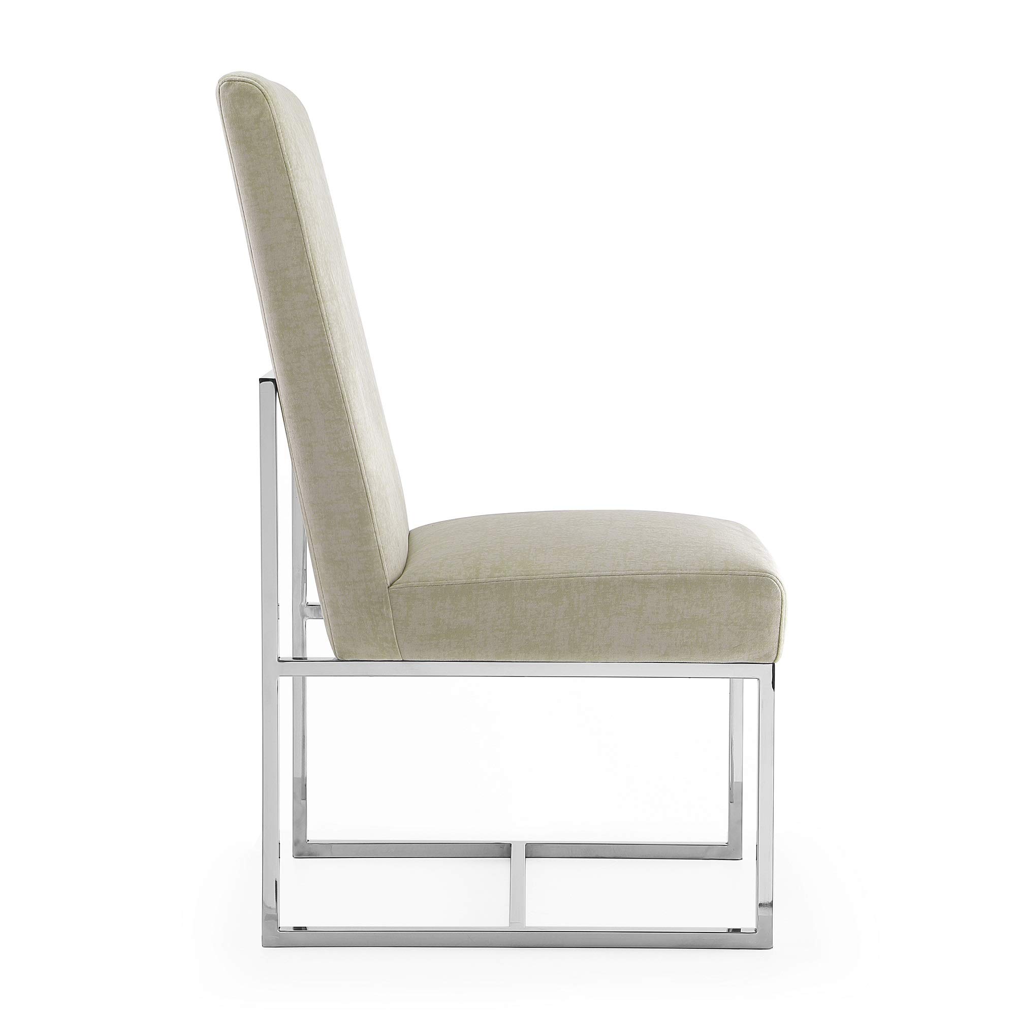 Modern Velvet Dining Chairs with High-Density Foam & Chrome Stainless Steel Frame - High-Back Fully Assembled Industrial Chic Accent Furniture (Set of 1, Champagne) - Perfect for Dining Rooms, Kitchens, and Contemporary Home Decor