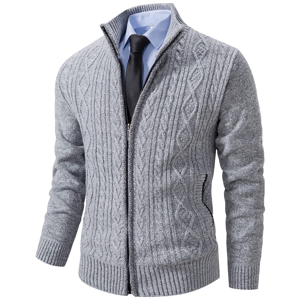 MSMSSE Men's Full Zip Knit Cardigan Sweater - Casual Warm Winter Pullover for Outdoor & Office Wear