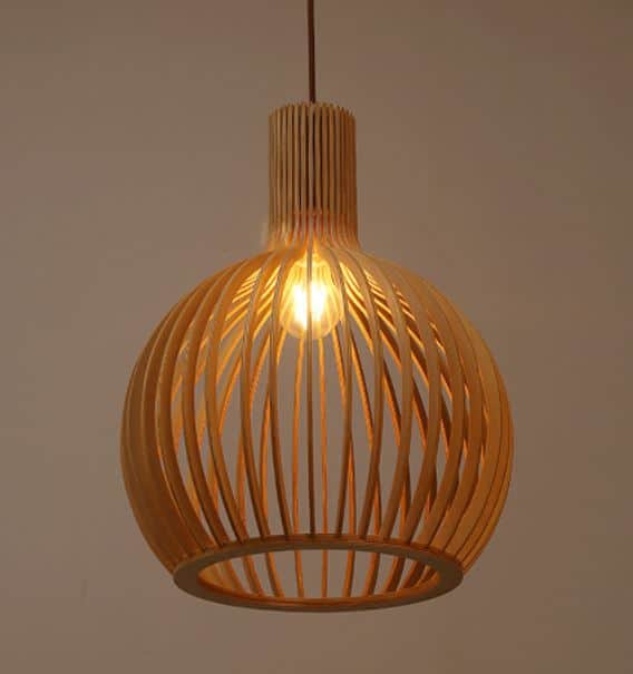 Domkanka Handcrafted Wooden Pendant Light - Modern Scandinavian Style Hanging Lamp for Dining Room, Kitchen Island & Bedroom Lighting