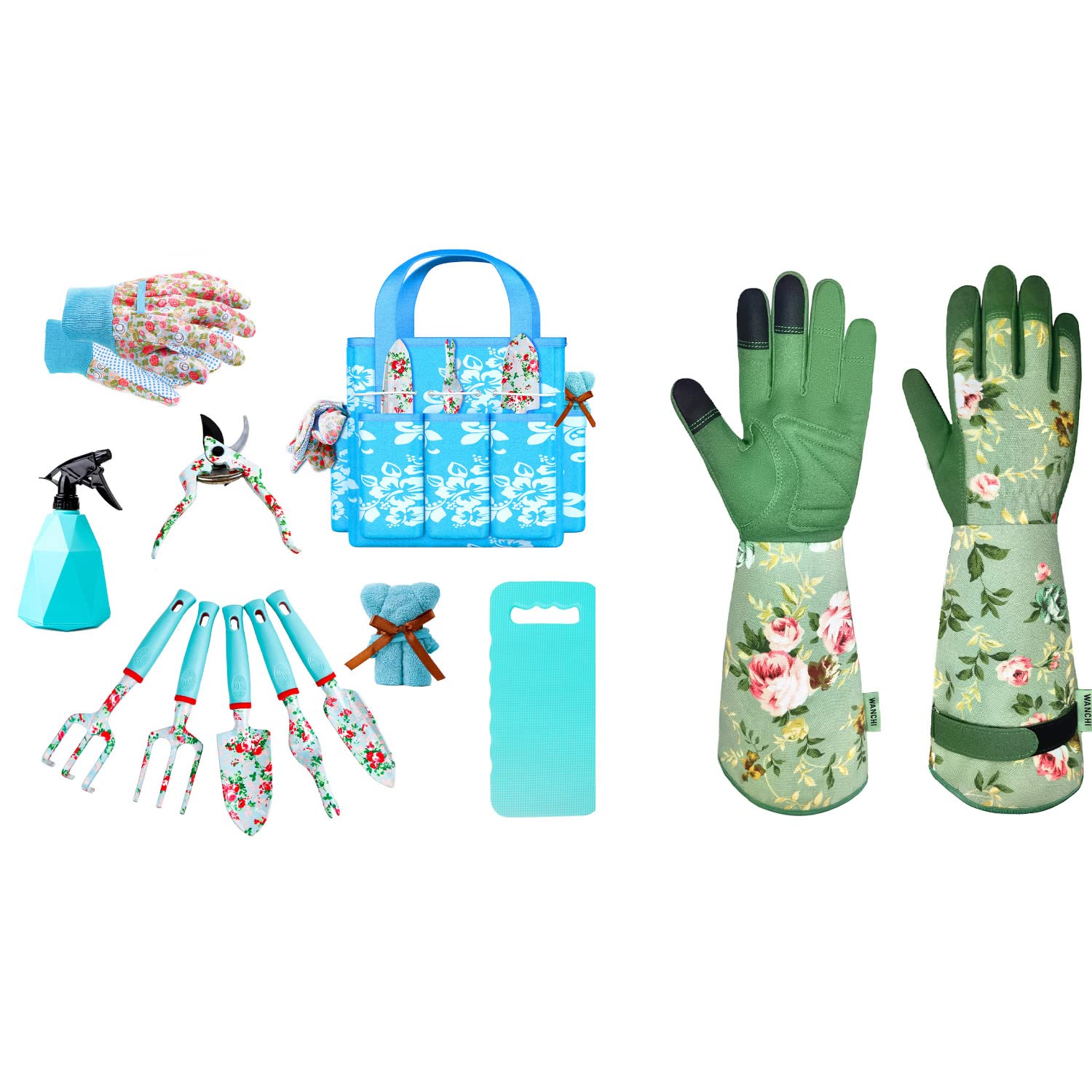 11-Piece Heavy Duty Gardening Tool Set with Medium Long Gardening Gloves - Perfect Gardening Gifts for Women, Ideal for Planting, Weeding & Outdoor Yard Work