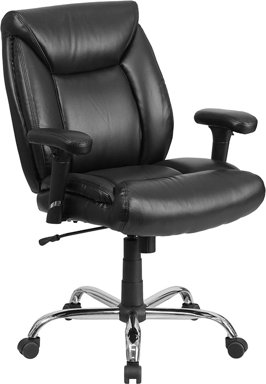 FLASH HERCULES Series Big & Tall Office Chair - 400 lb Weight Capacity, Black Fabric, Deep Tufted Swivel, Ergonomic Task Chair with Adjustable Arms - Perfect for Home Office, Gaming, and Executive Workspaces