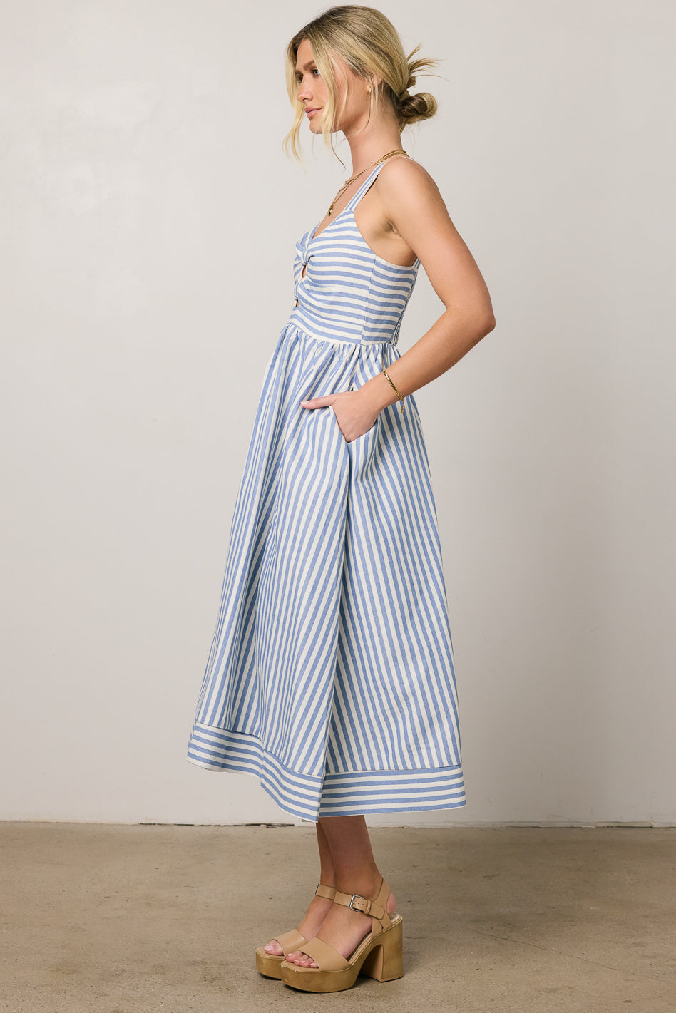 Archie Striped Midi Dress for Women - Flowy Summer Casual Dress with Pockets | Perfect for Beach Vacations, Brunch Dates & Office Wear