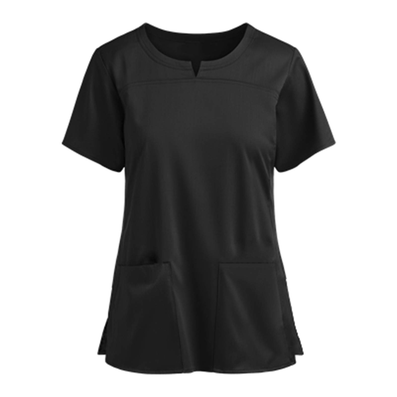 Women's Short Sleeve V-Neck Scrub Tops - Solid Color Workwear Uniform Tunic for Nurses, Medical Professionals & Healthcare Workers - Comfortable Clinic & Hospital Apparel