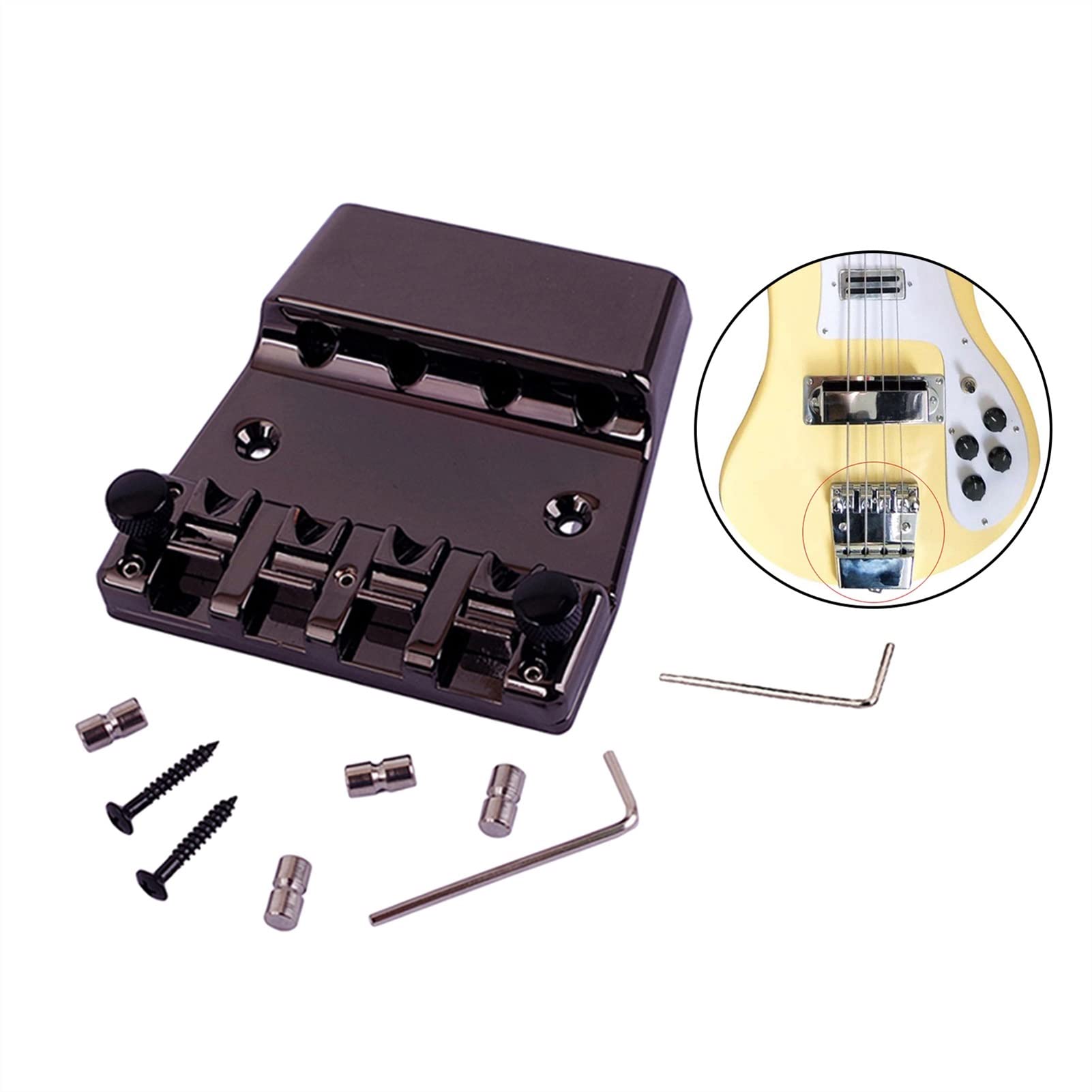 4 String Bass Bridge - High-Quality Electric Bass Guitar Replacement Bridge for Enhanced Tone & Stability | Perfect for DIY Repairs & Upgrades