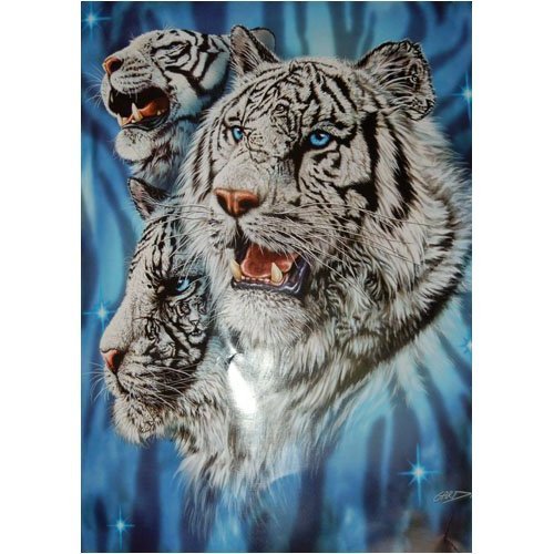 Premium Queen Size 3 White Tiger Korean Mink Blanket - Ultra Soft Luxury Bedding for Winter Warmth - Perfect for Cozy Nights, Home Decor & Gift Giving