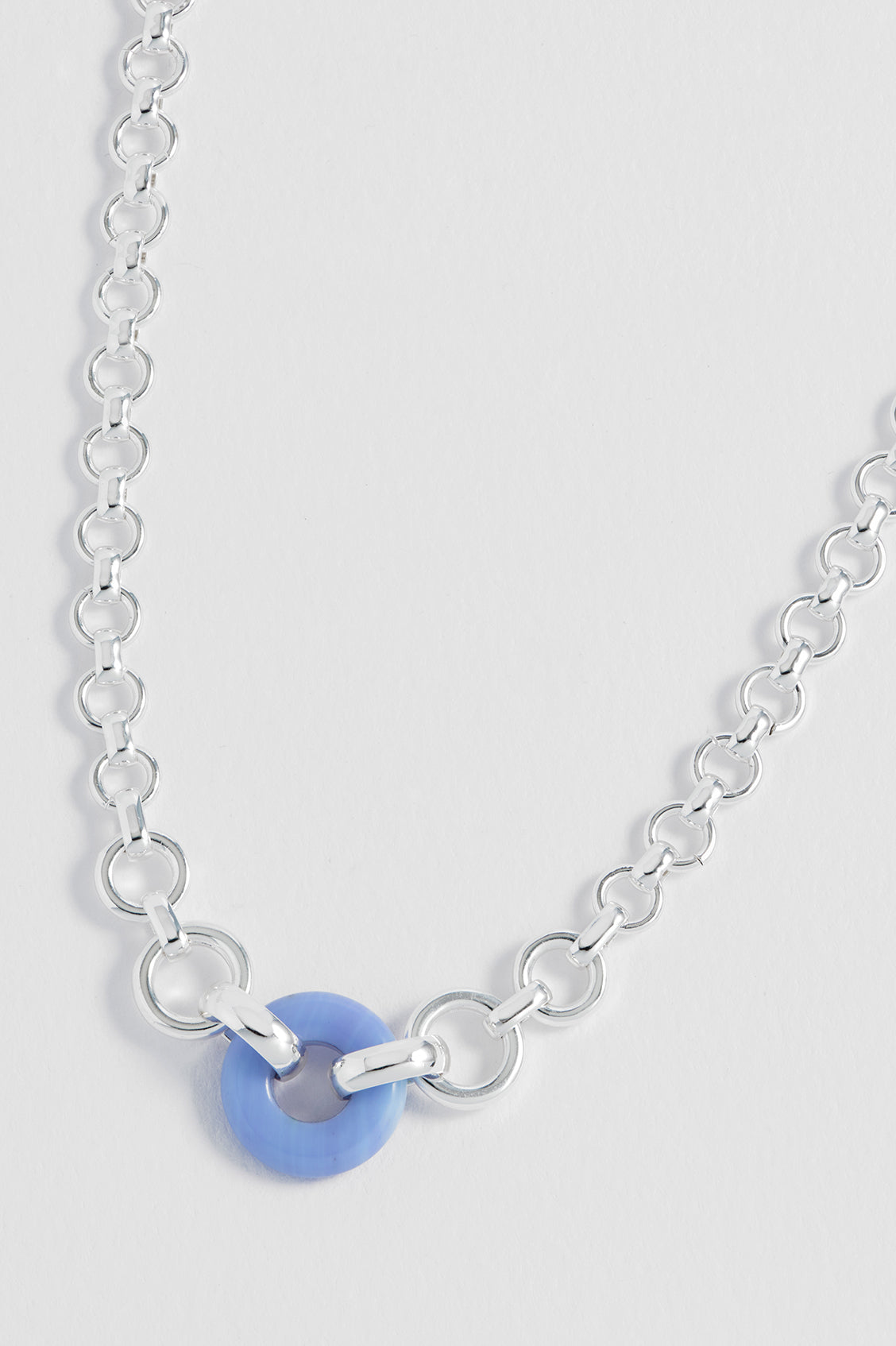 Blue Lace Agate Graduated Round Link Chain Necklace - Elegant Gemstone Jewelry for Women | Perfect for Weddings, Parties & Everyday Wear