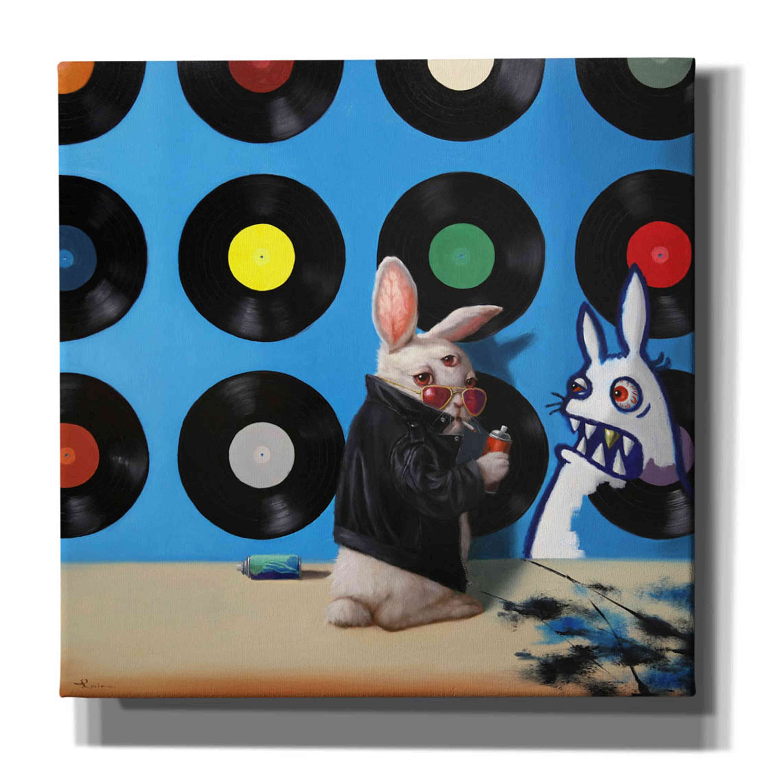 Bad Bunny Graffiti Art Print by Lucia Heffernan - 37x37 Inch Vibrant Wall Decor for Living Room, Bedroom & Office - Unique Urban Artwork for Music Lovers & Bunny Fans