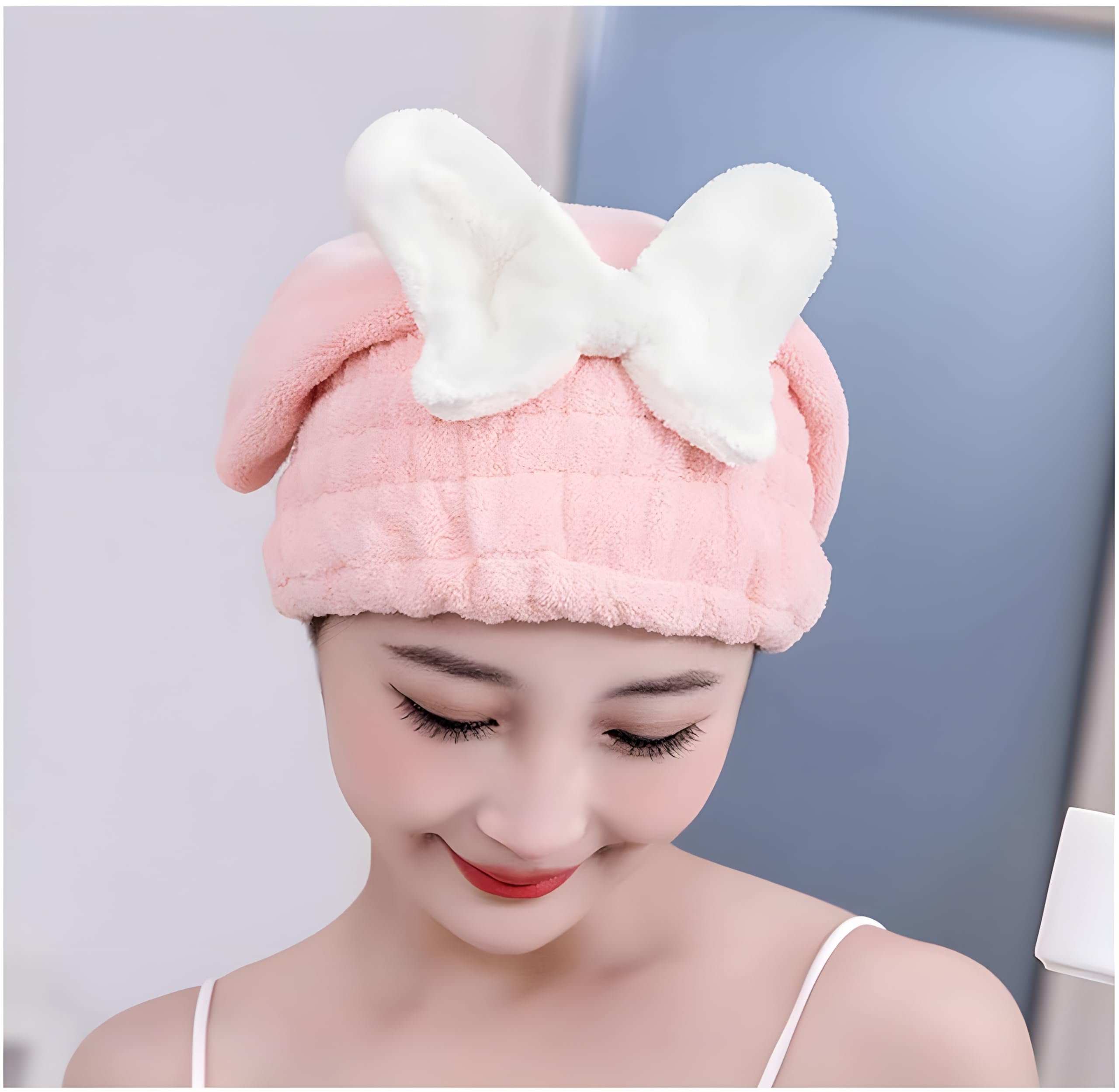 Microfiber Hair Towel Wrap for Women - Quick Drying Hair Turban with Bow Knot | Soft & Luxurious Head Towel for Wet Hair | Perfect for Post-Shower, Salon Styling & Home Hair Care