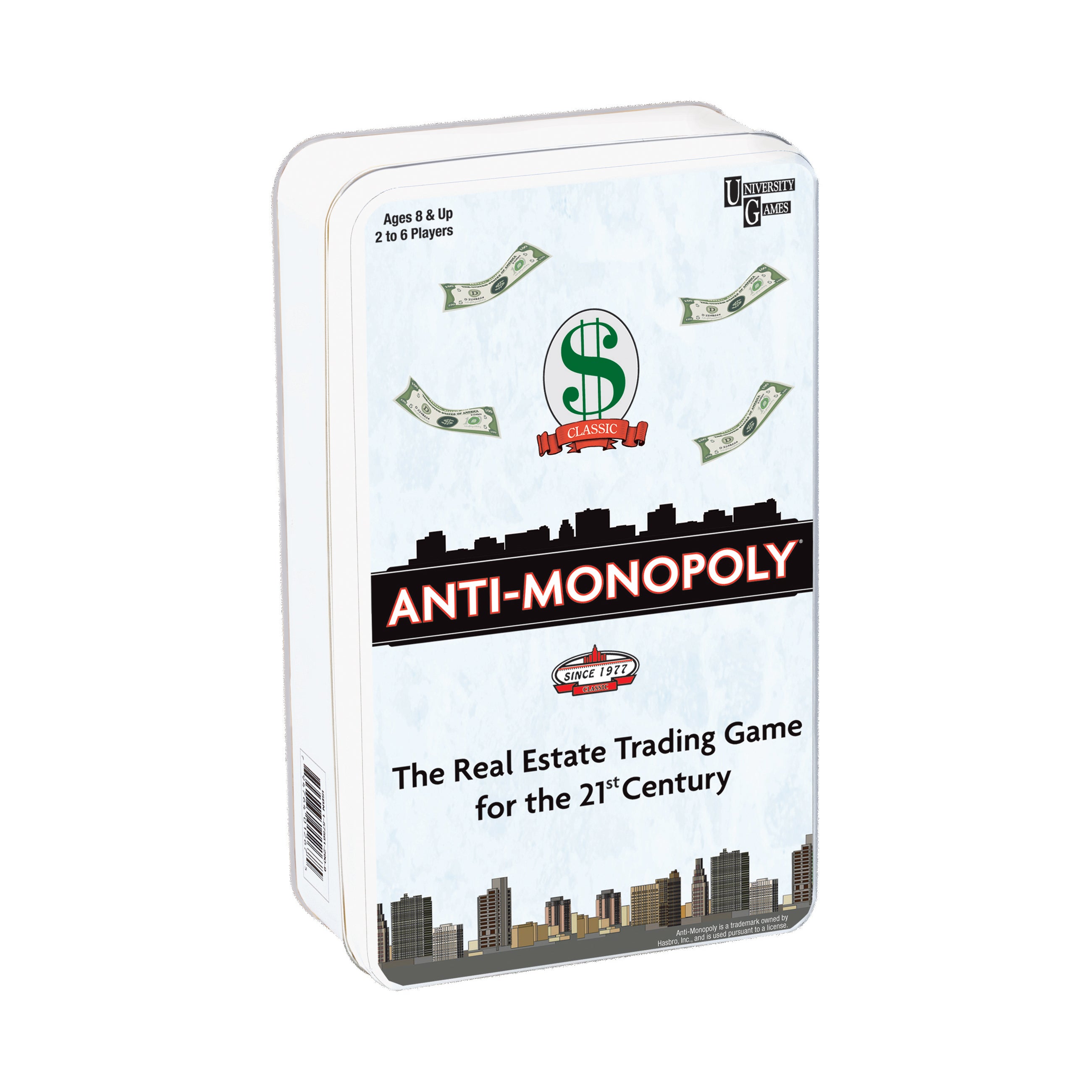Anti Monopoly Board Game - Compact Travel Edition in Tin Case - Perfect for Family Game Nights, Road Trips, and Camping Adventures