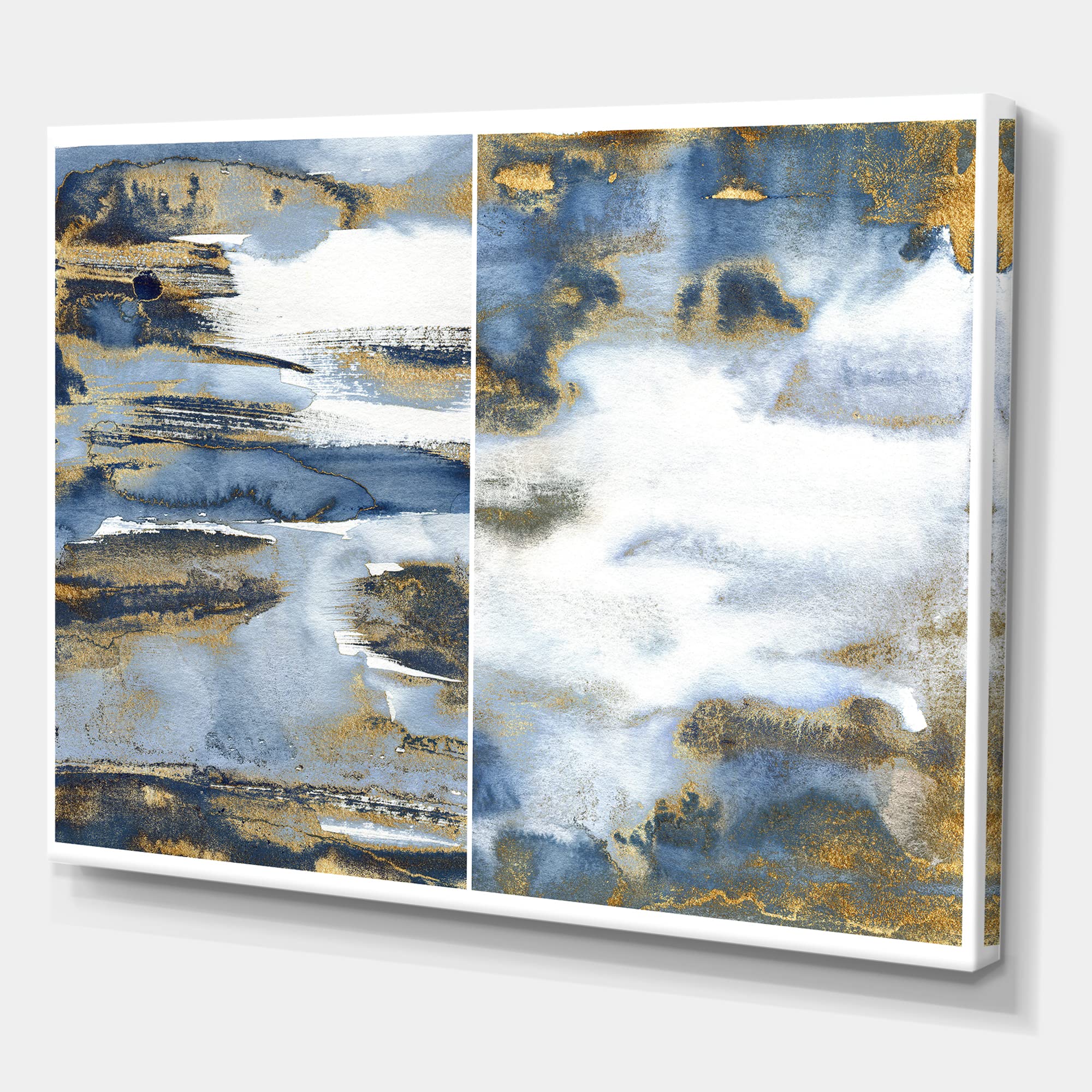 Dark Blue and Gold Abstract Waves III Modern Canvas Wall Art 32x24 - Stunning Home Decor for Living Room, Bedroom & Office