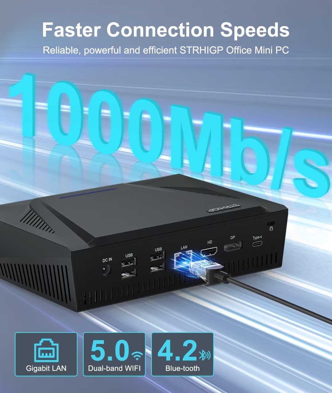 STRHIGP Mini Computer i7 10870H Mini PC - Windows 11 Pro, 32GB RAM, 256GB SSD + 1TB HDD, WOL Auto Power On, 4K Triple Display, Gigabit Ethernet, WiFi5 & BT4.2, VESA Mount - Perfect for Home Office, Gaming, and Digital Signage