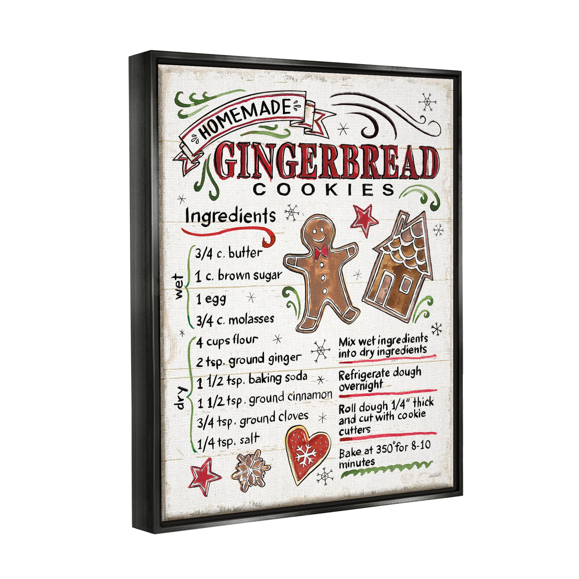 Stupell Industries Homemade Gingerbread Cookies Holiday Recipe Guide - Anne Tavoletti Design | Perfect for Christmas Baking & Kitchen Decor