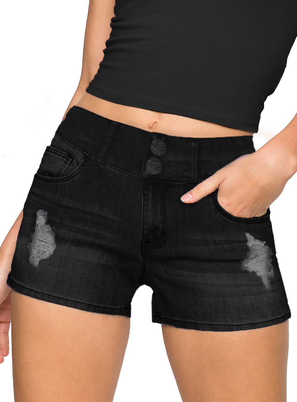 Women's Butt Lift V2 Hybrid Stretch Denim Bermuda Shorts - Super Comfy High Waisted Capri Pants for Casual Wear, Summer Outfits & Beach Vacations