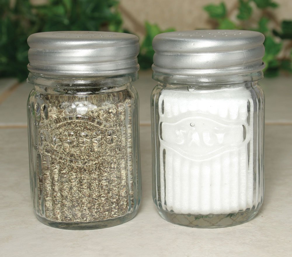 Premium Hoosier Salt and Pepper Shakers Set - Stainless Steel & Glass - Elegant Tabletop Seasoning Dispensers for Kitchen, Dining Room, or Restaurant Use