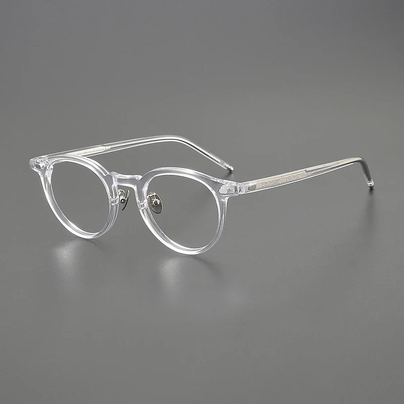 Stylish Black Unisex Acetate Round Eyeglasses - Full Rim Frame for Men & Women - Perfect for Reading, Work, and Fashion Accessories