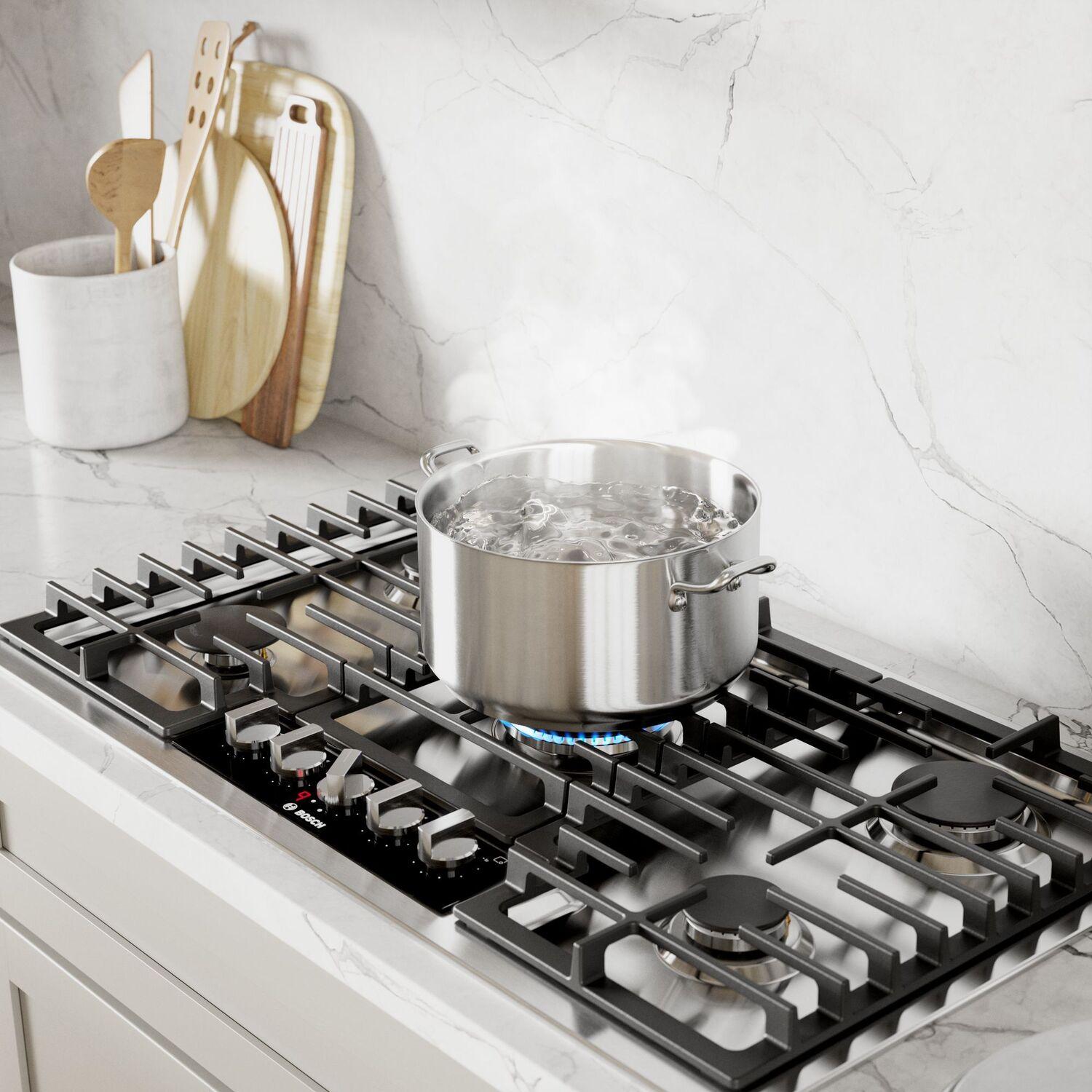 Bosch NGMP658UC 36-Inch Benchmark Gas Cooktop - Stainless Steel Built-In Cooktop with 5 Sealed Burners for Professional Cooking - Perfect for Home Kitchens & Gourmet Chefs