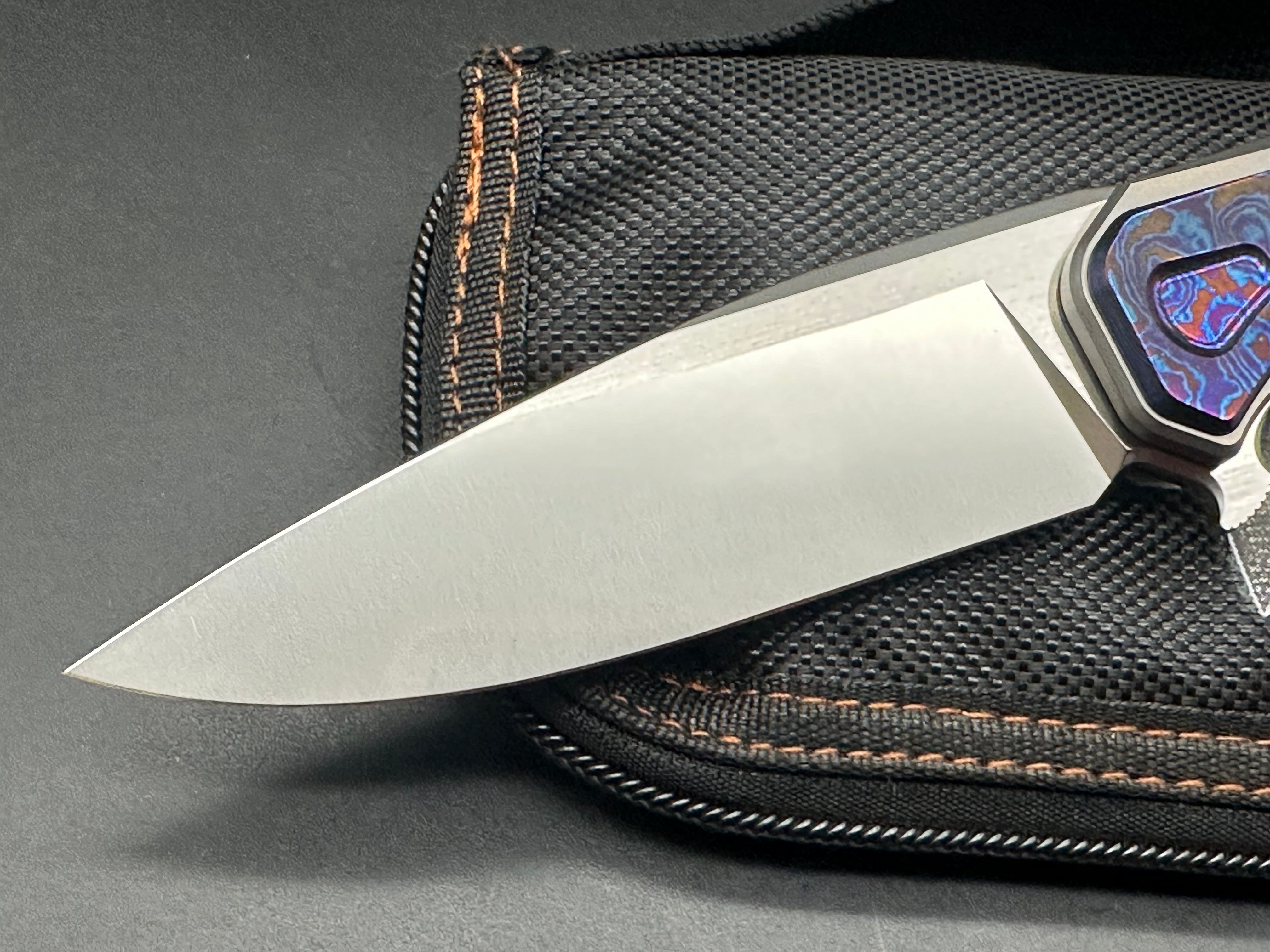 Premium Green Thorn Lochsa Folding Knife - M390 Super Steel Blade & TC4 Titanium Integral Handle for Outdoor, Camping, Hunting, and EDC Use