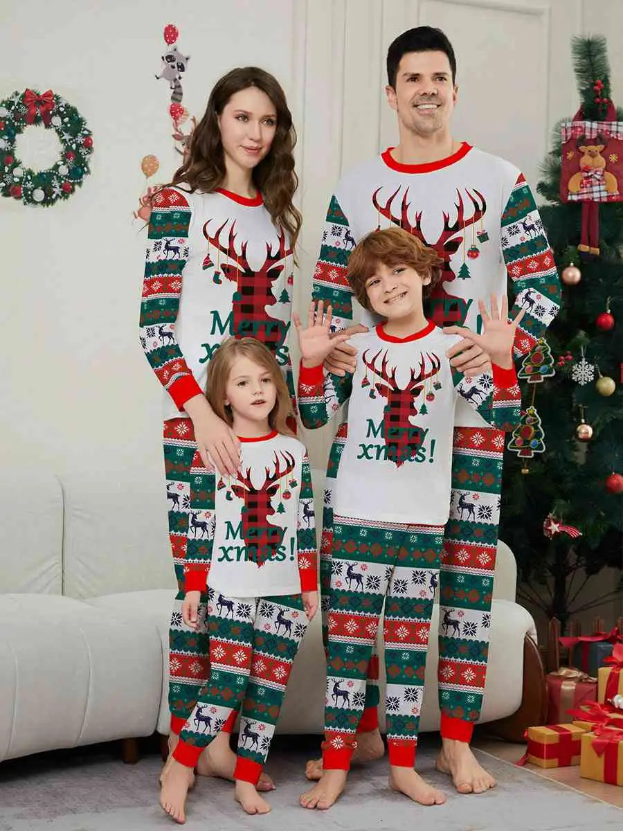 Christmas Matching Family Pajamas Set - Cozy Holiday Pjs with Reindeer Print for Family Photos, Christmas Morning & Festive Gatherings