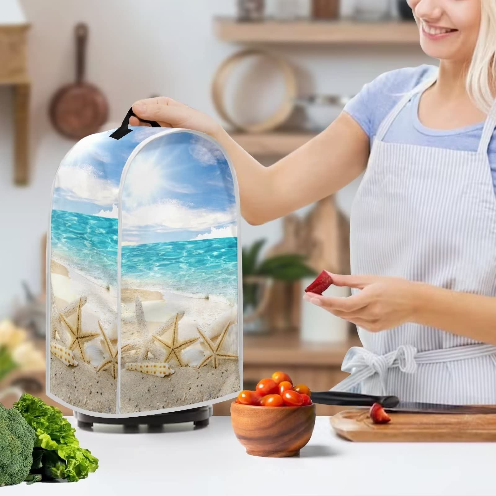 **Starfish Print Universal Blender Cover - Dustproof Kitchen Appliance Protector with Top Handle, Fits Most Blenders, Juicers & Food Processors - Perfect for Beach-Themed Kitchens & Outdoor Entertaining**