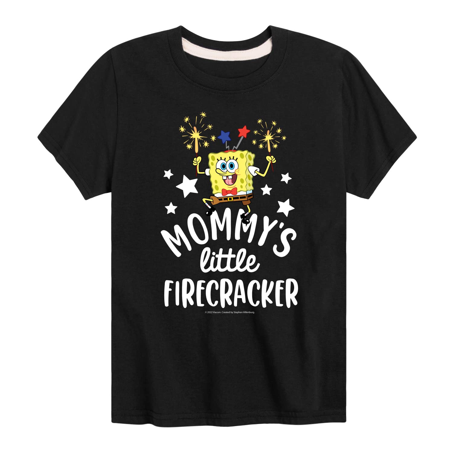 Spongebob Squarepants Graphic T-Shirt for Toddlers & Kids - Mommy's Little Firecracker Short Sleeve Cotton Tee - Perfect for Playdates, Birthday Parties & Casual Wear