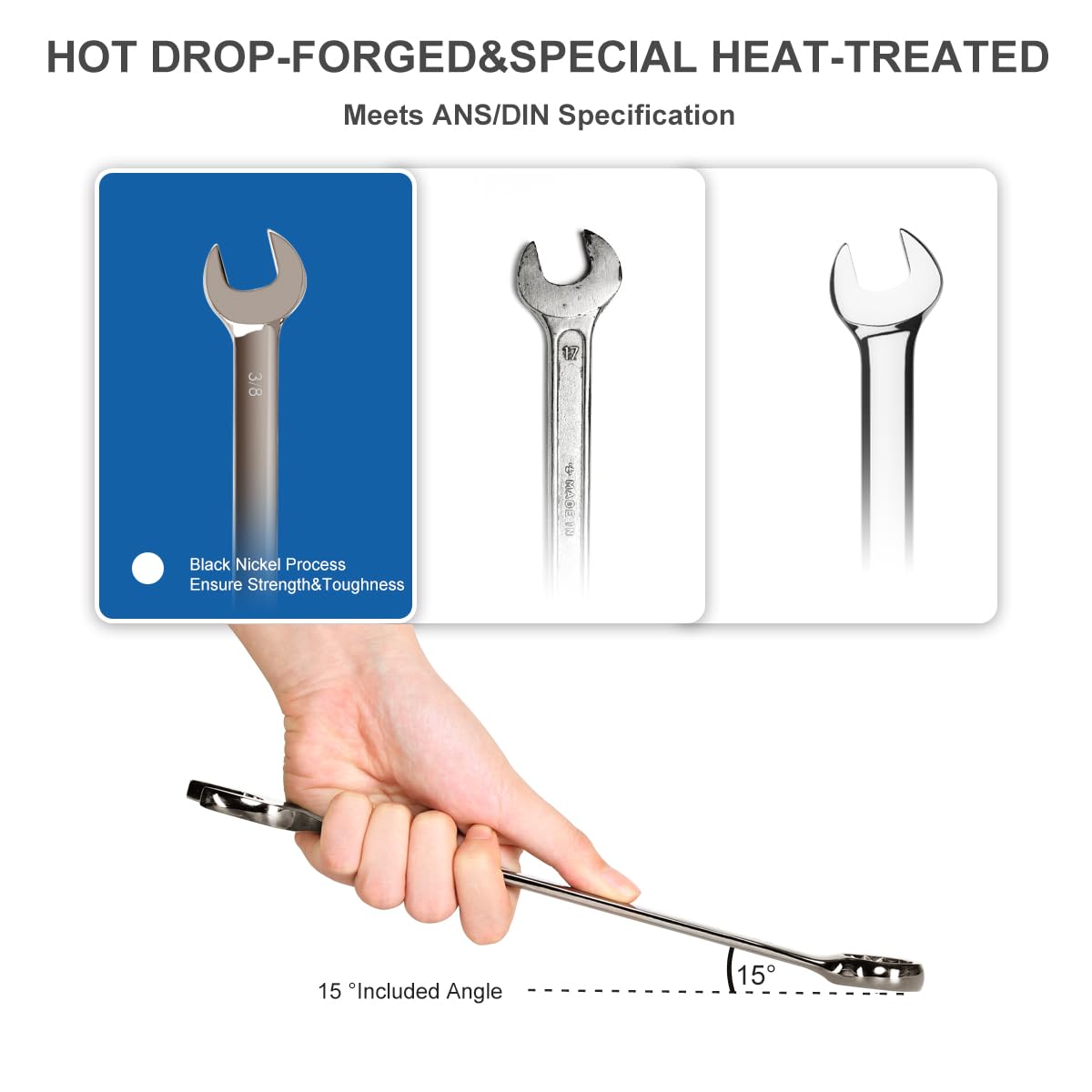 Prostormer 15-Piece SAE Combination Wrench Set (1/4