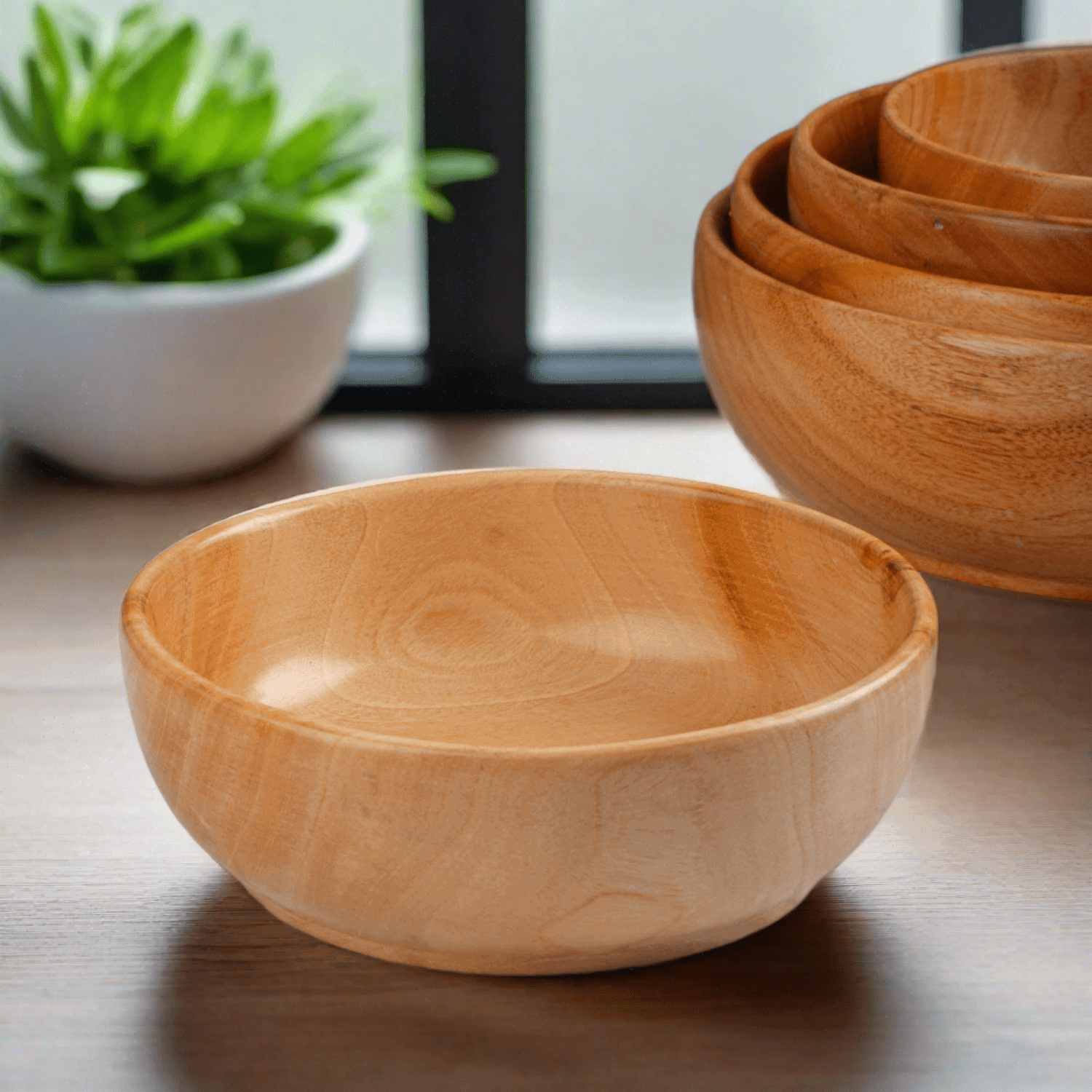 Organic Neem Wood Serving Bowl - Handcrafted Eco-Friendly Fruit & Salad Bowl for Healthy Dining - Perfect for Parties, Picnics & Home Decor
