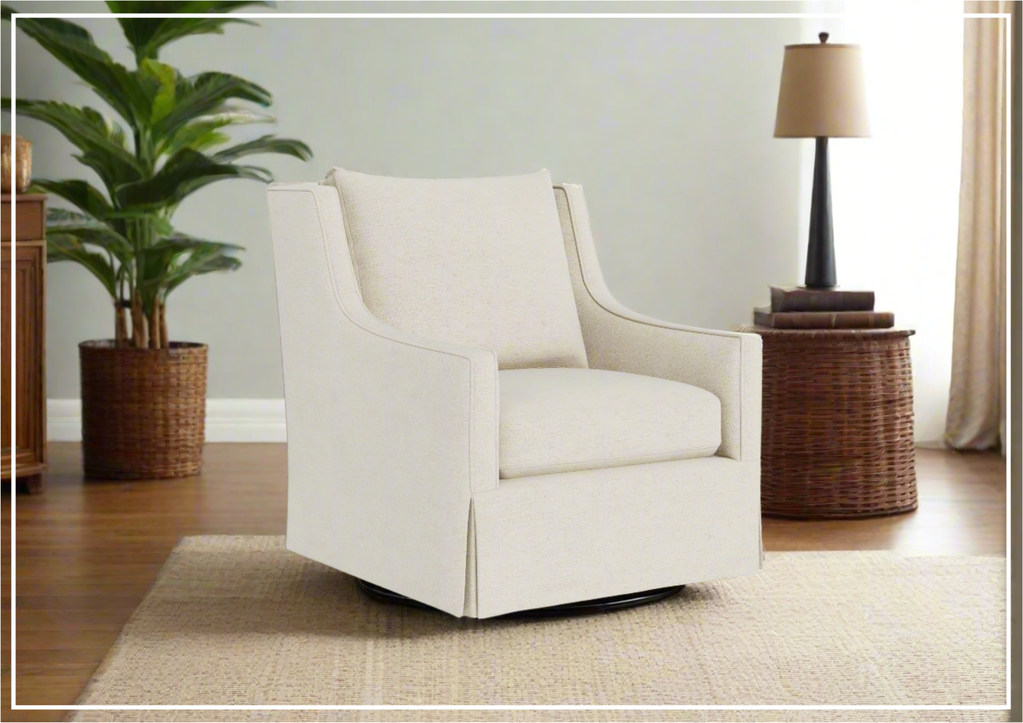 Universal Hudson Fabric Swivel Chair - Beige Rectangular Office Chair with Ivory Finish for Home, Office & Conference Room Comfort