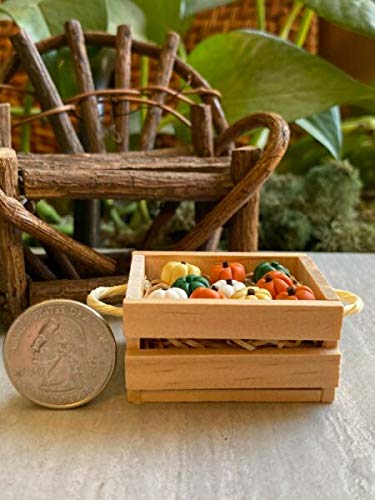 Miniature Fairy Garden Accessories - Large Wooden Crate with Mini Pumpkins for Dollhouse, Home Decor, Outdoor Garden & Yard | Perfect for Fairy Gardens, Terrariums & DIY Craft Projects