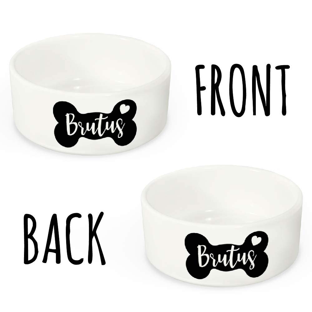 Custom Personalized Dog Bowl with Name - Ceramic Pet Food and Water Dish for Dogs & Cats - Small & Large Sizes - Heart & Bone Design - Ideal for Dry/Wet Food - Perfect Pet Owner Gift for Home, Travel & Outdoor Use