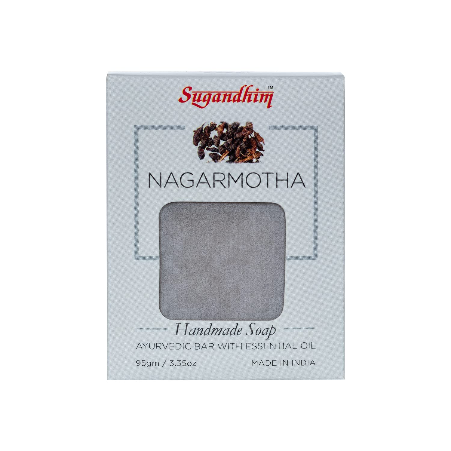 Sugandhim Handmade Nagarmotha Ayurvedic Soap - 95g Natural Luxurious Bath Bar for Face & Body | Moisturizing, Exfoliating & Aromatherapy | Perfect for Spa, Gifting & Daily Skincare Routine