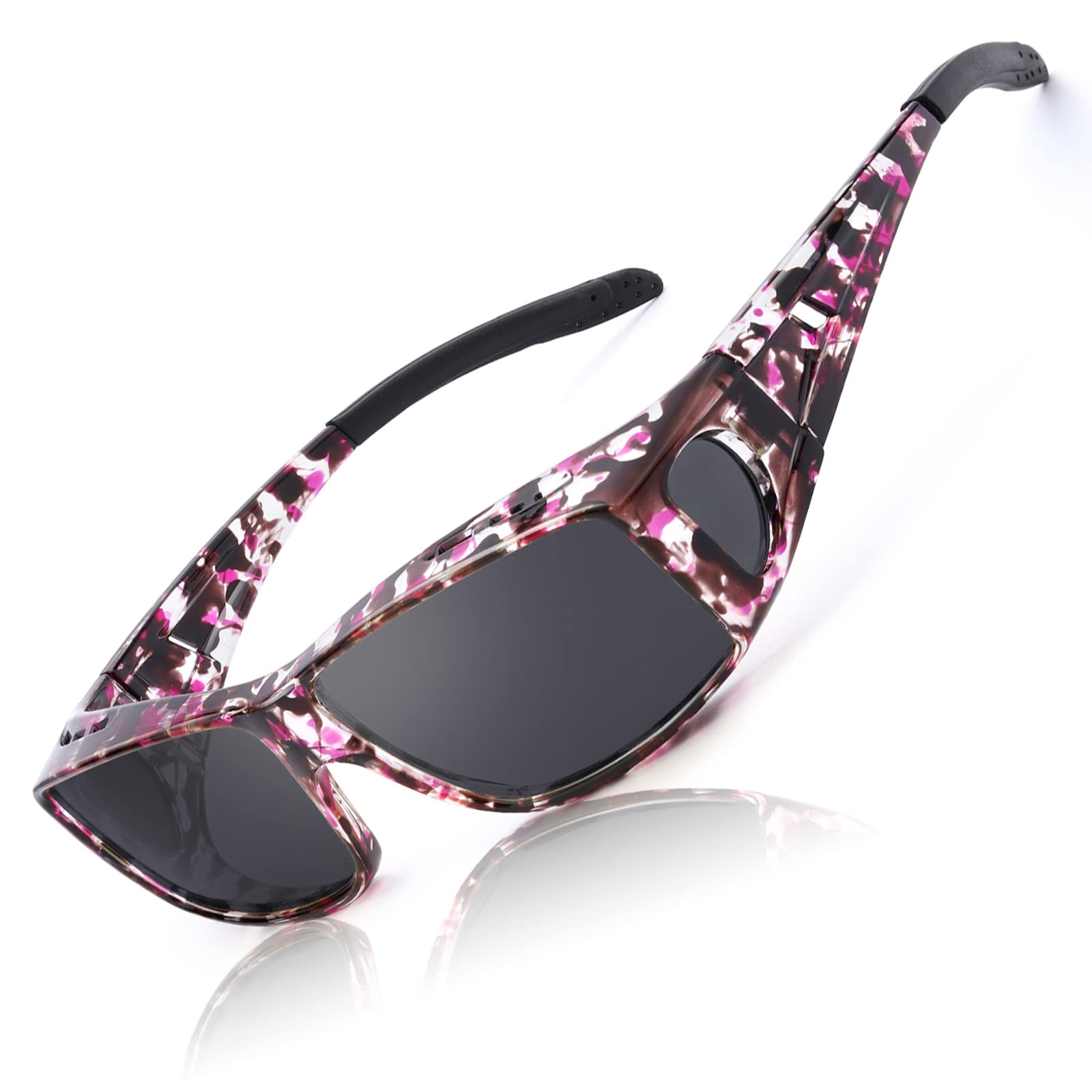 LVIOE Polarized Wrap Around Sunglasses for Men & Women - UV Protection Over Glasses Sunglasses Fit Over Prescription Eyewear - Perfect for Driving, Fishing & Outdoor Activities