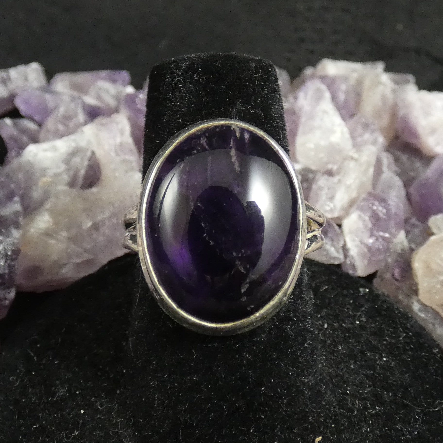 Natural Amethyst Gemstone Ring for Women - Size 7.25 - Elegant Purple Crystal Jewelry Gift for Birthday, Anniversary & Special Occasions