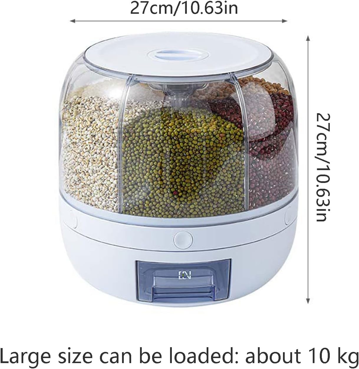 360° Rotating 6-in-1 Cereal Dispenser with Airtight Lid & Measuring Cup - Large Rice Storage Container for Kitchen, Pantry Organization & Bulk Food Storage - Perfect for Cereals, Grains, Pasta, Snacks & Pet Food