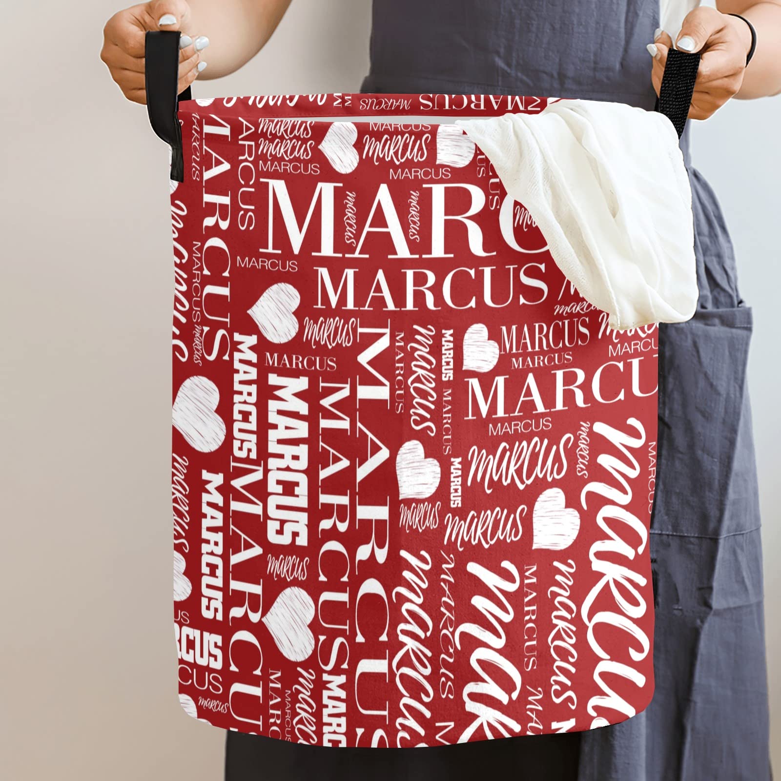 Custom Personalized Laundry Hamper - Collapsible Clothes Storage Basket with Handle for Dirty Laundry - Perfect for Bathroom, Bedroom & Living Room Organization (Red) - Ideal for Small Spaces & Home Decor