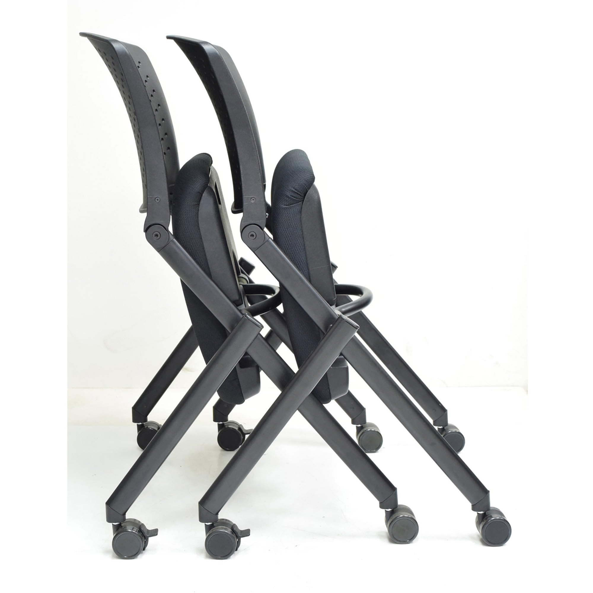 Lorell® Black Nesting Plastic-Back Stackable Chairs Set of 2 - Perfect for Office, Conference Rooms, and Home Dining Spaces