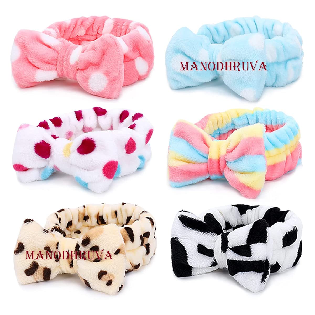 MANODHRUVA 2-Pack Soft Spa Headbands for Women - Adjustable Hair Wrap for Face Wash, Skincare, Makeup & Beauty Routine (Multicolor) - Perfect for Home Spa, Salon & Self-Care Days