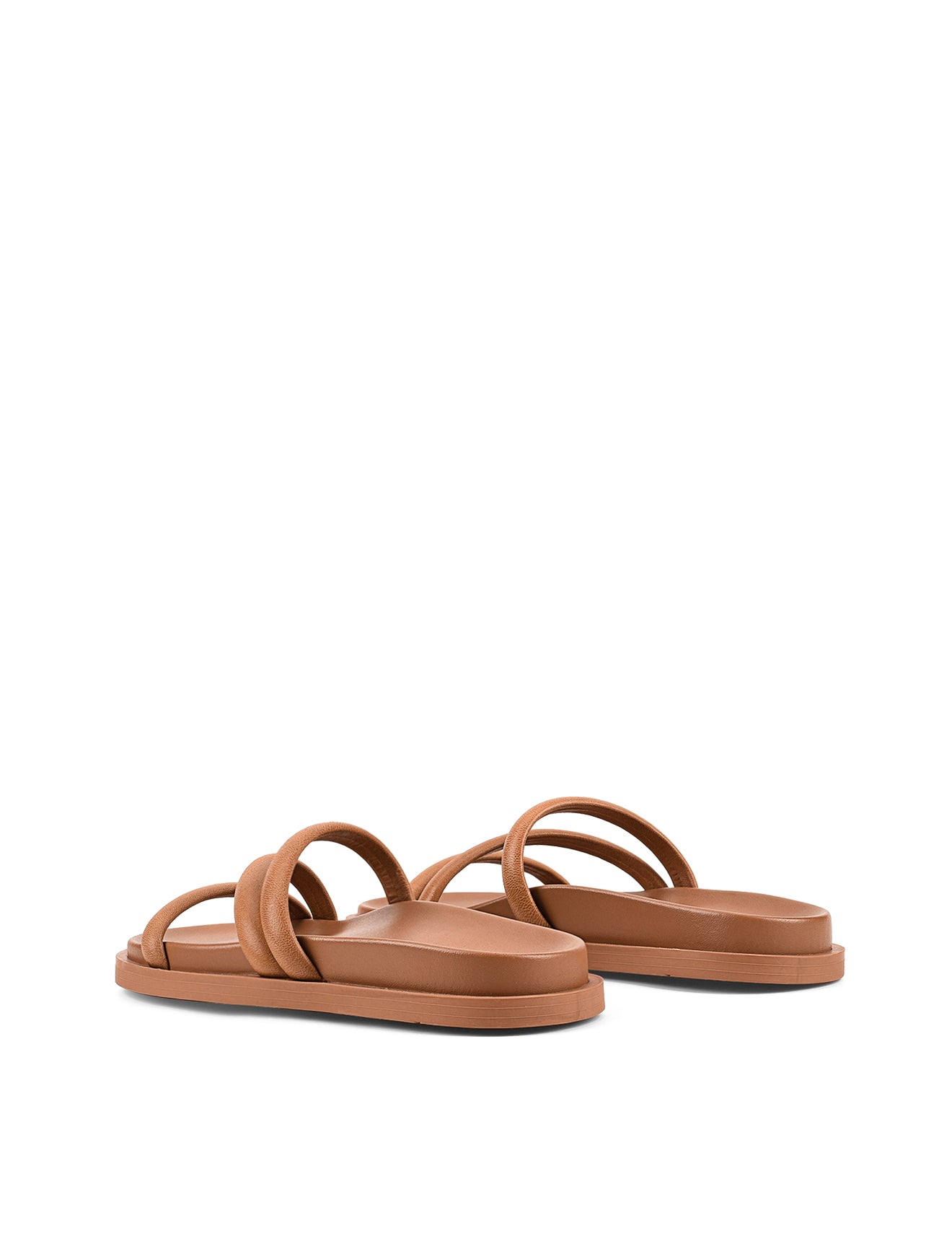 Lane Strappy Footbed Slides - Tan Leather Sandals for Women | Comfortable Summer Slides for Beach, Pool, and Casual Wear