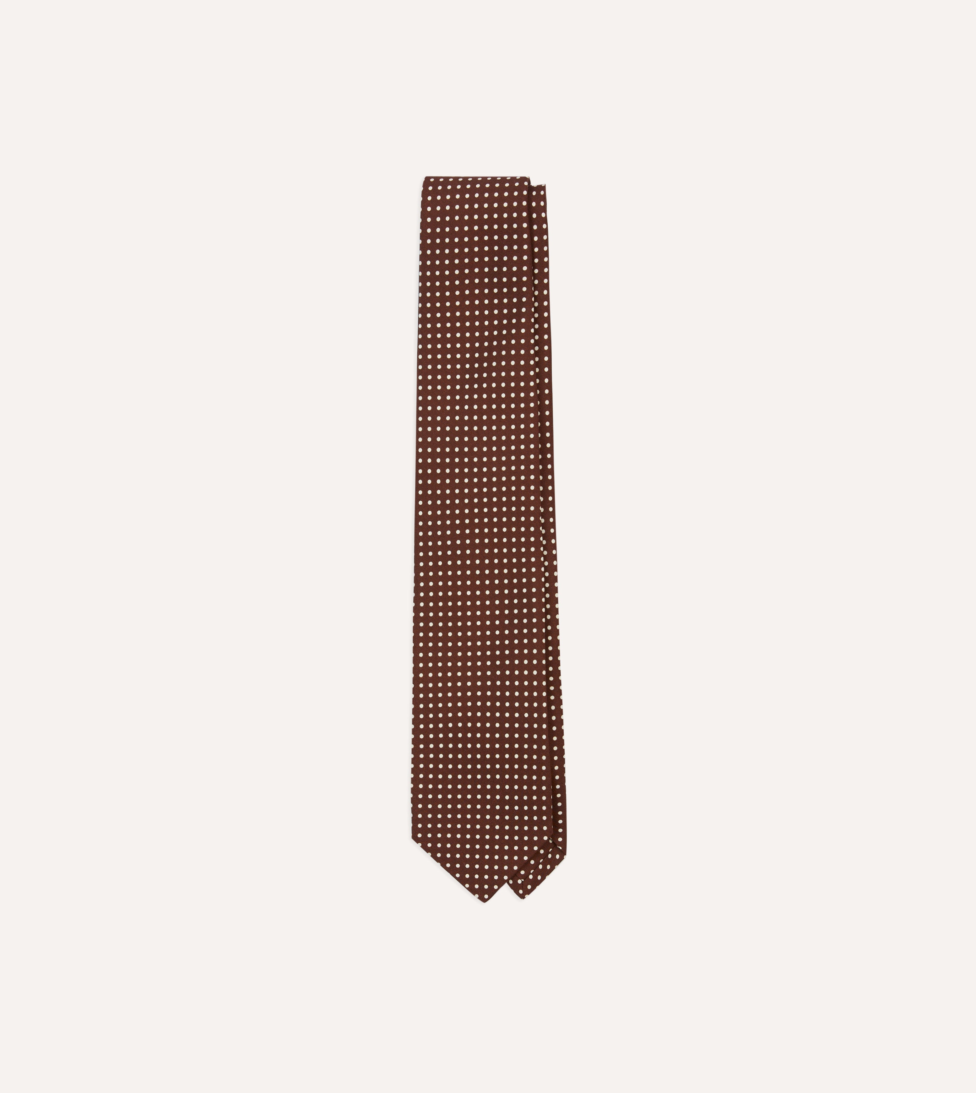 Elegant Brown Small Spot Silk Self-Tipped Necktie for Men - Perfect for Business, Weddings & Formal Occasions