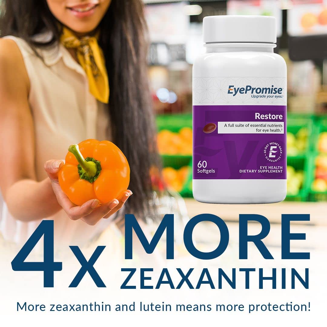 EyePromise Restore Eye Health Supplement - 180 Softgel Capsules with Lutein, Zeaxanthin, Omega-3, Vitamins C, D & E - Clinically Proven Vision Support Formula for Adults - Perfect for Computer Users, Gamers & Aging Eyes