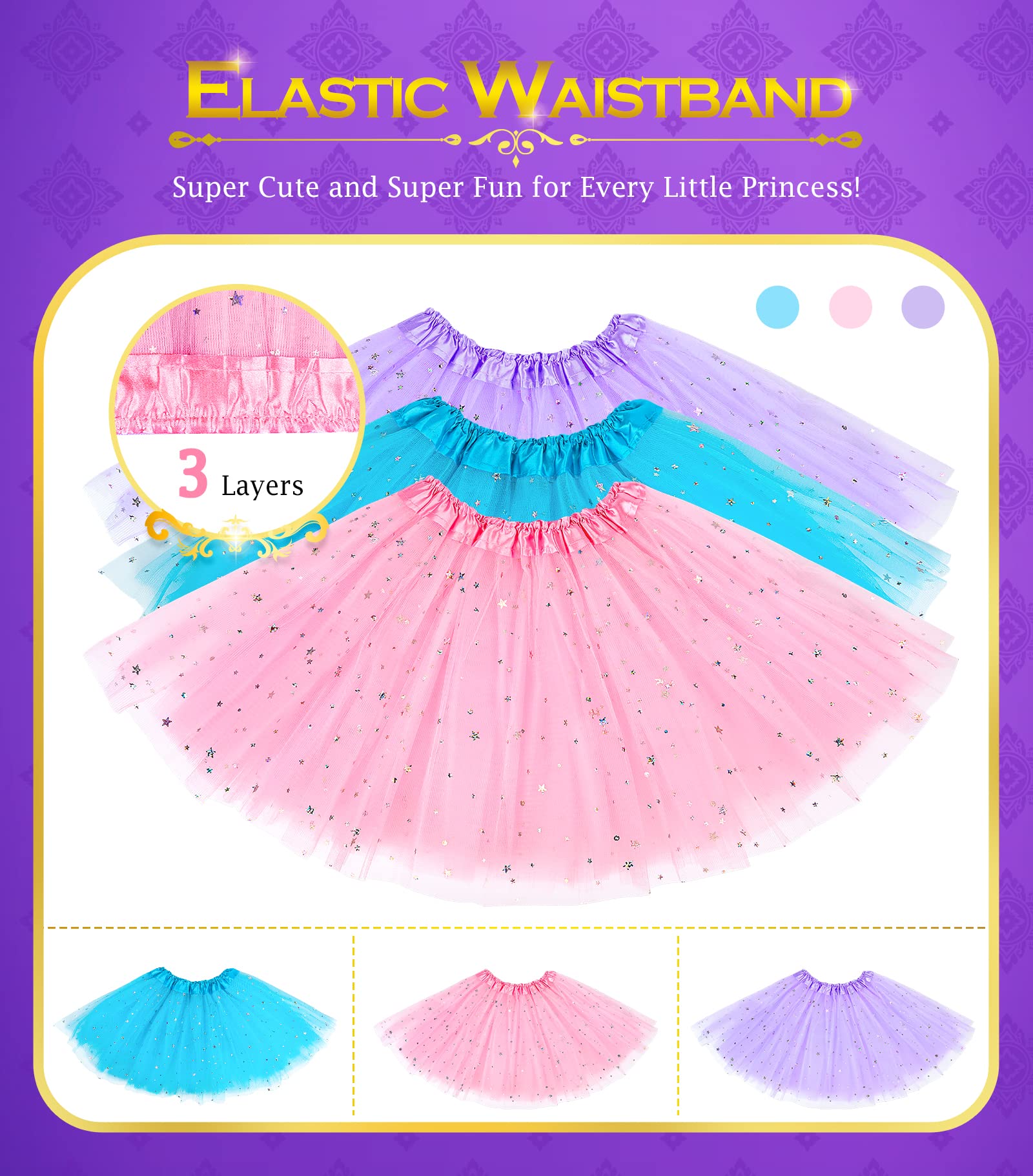 **Royal Princess Dress Up Set for Girls - 3 Costume Outfits with Shoes, Dresses & Crowns | Pretend Play, Birthday Gift for 3-6 Year Olds | Perfect for Dress-Up Parties, Role Play & Fantasy Adventures**