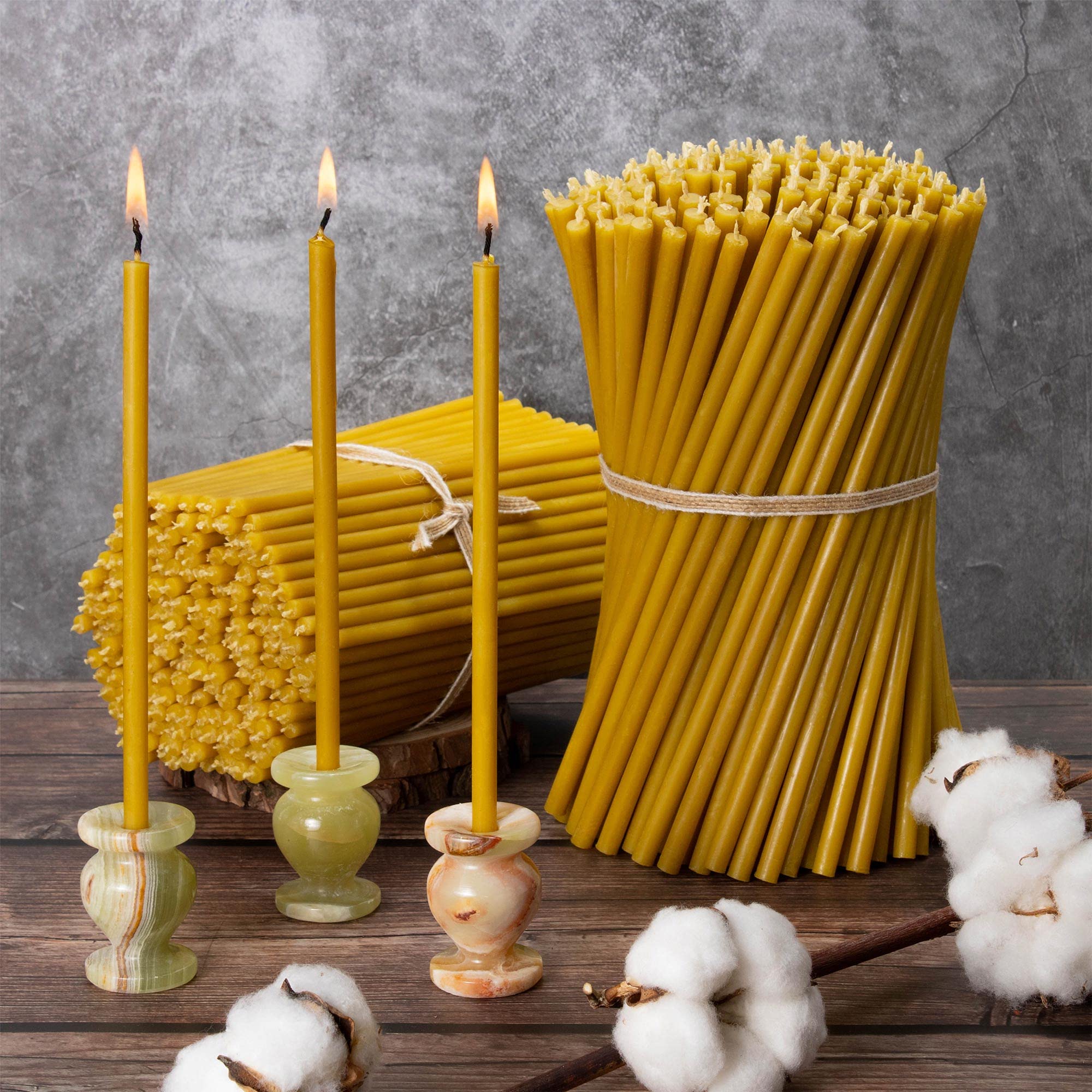 Ecclesiastical Beeswax Candles - 700pcs Ritual Candles 6.3in Length, 0.2in Diameter | 30 Min Burn Time in Honey Yellow | Thin Greek Orthodox Candles for Prayer, Meditation & Church Ceremonies | Perfect for Home Altars, Spiritual Practices & Religious Events