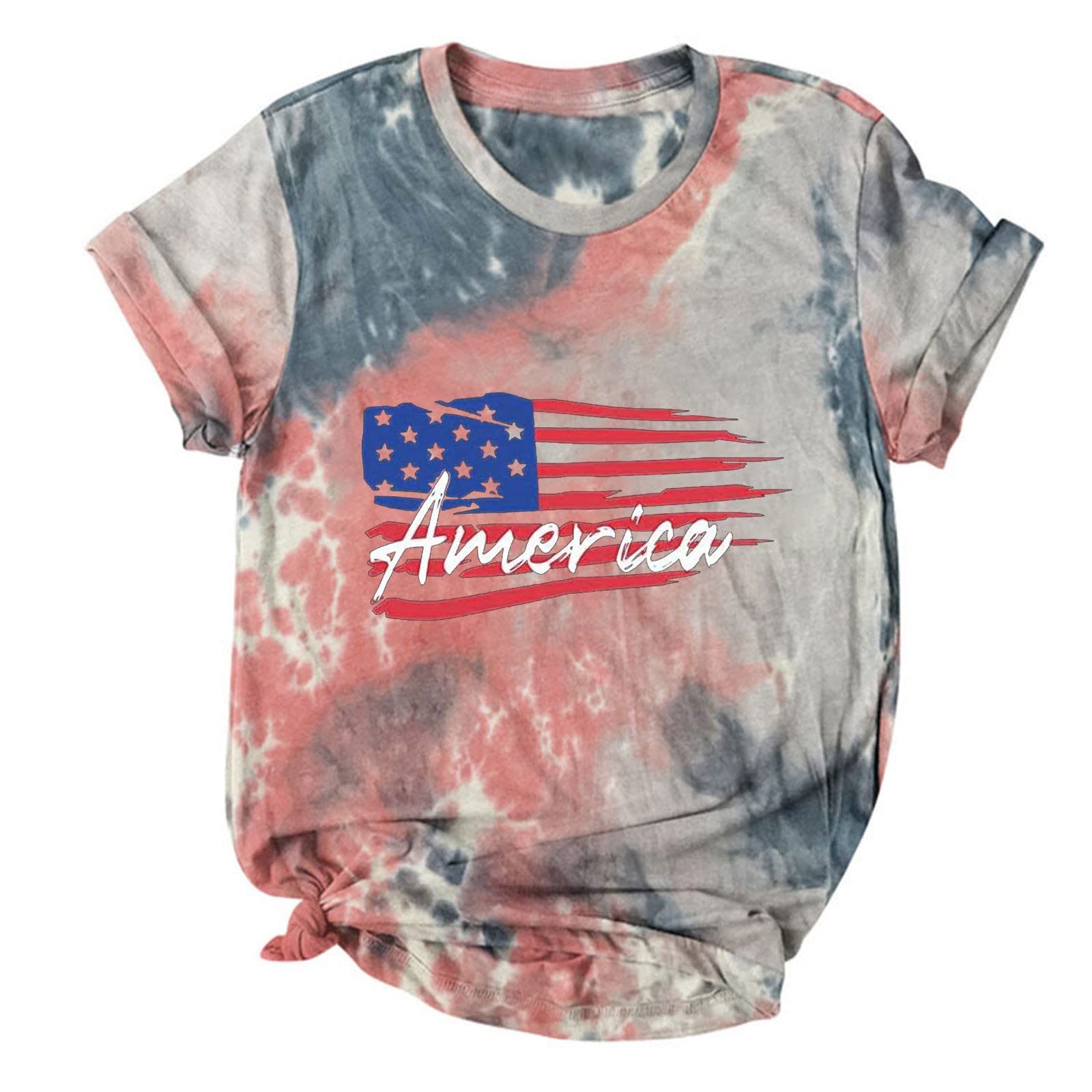 Ylioge Women's American Flag Printed Summer Tops - 4th of July Patriotic Short Sleeve Crewneck Shirts for Outdoor Activities, BBQ Parties & Casual Wear