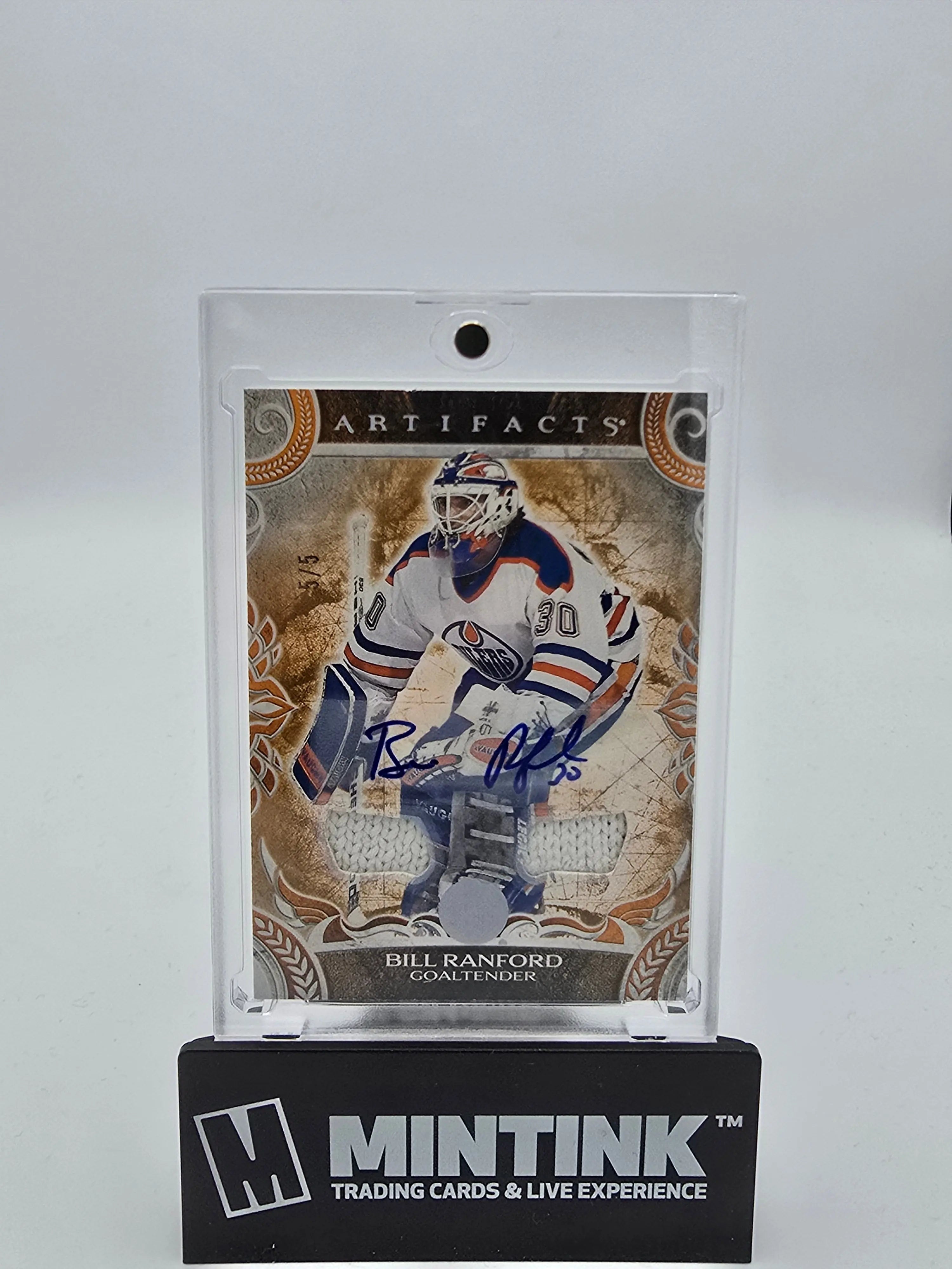 2024-2025 Upper Deck Artifacts Bill Ranford Orange Auto Dual Materials Hockey Card 5/5 - Rare Collectible for NHL Fans & Sports Memorabilia Enthusiasts - Perfect for Trading, Displaying, and Investment
